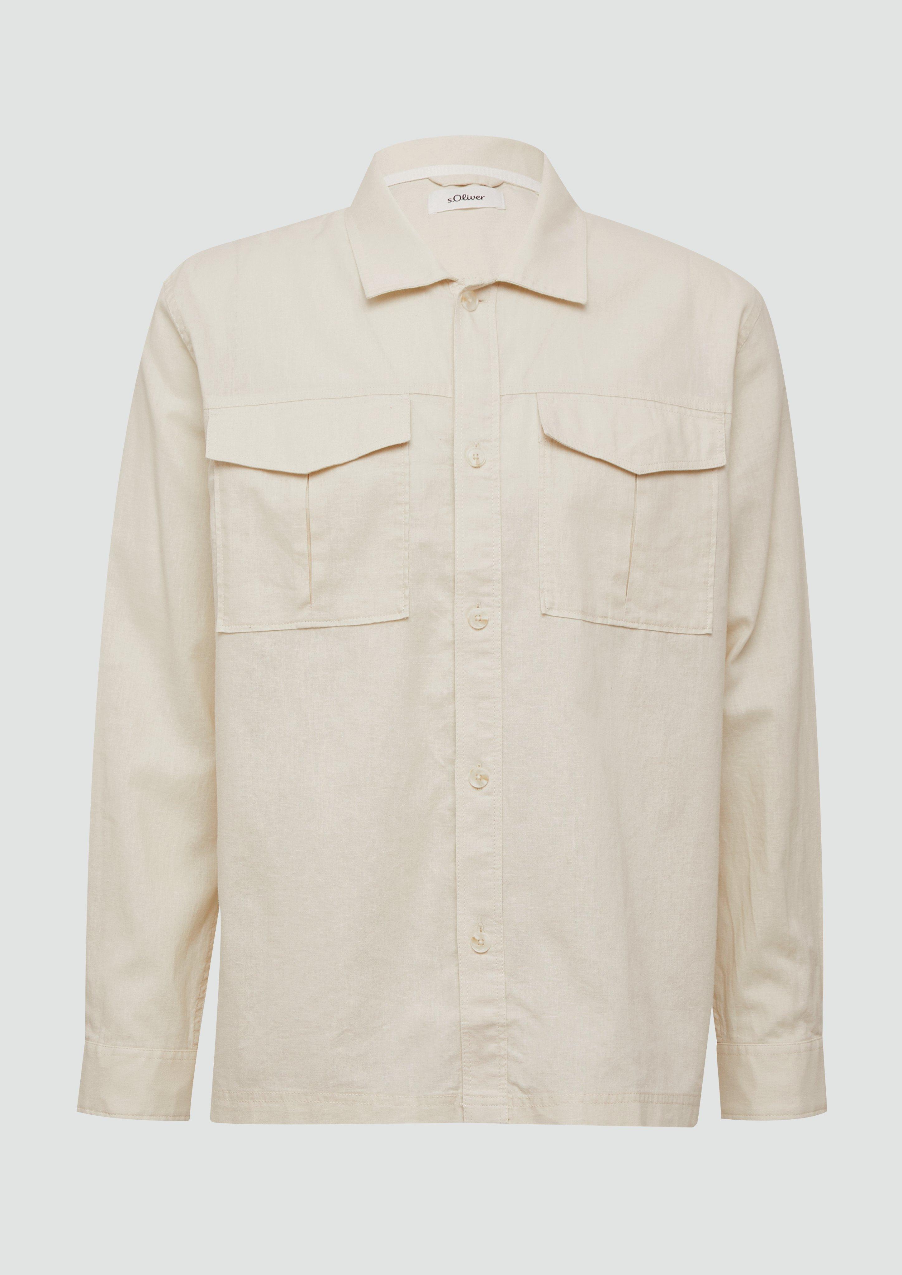 s.Oliver - Overshirt aus Leinenmix mit Kentkragen, Herren, creme