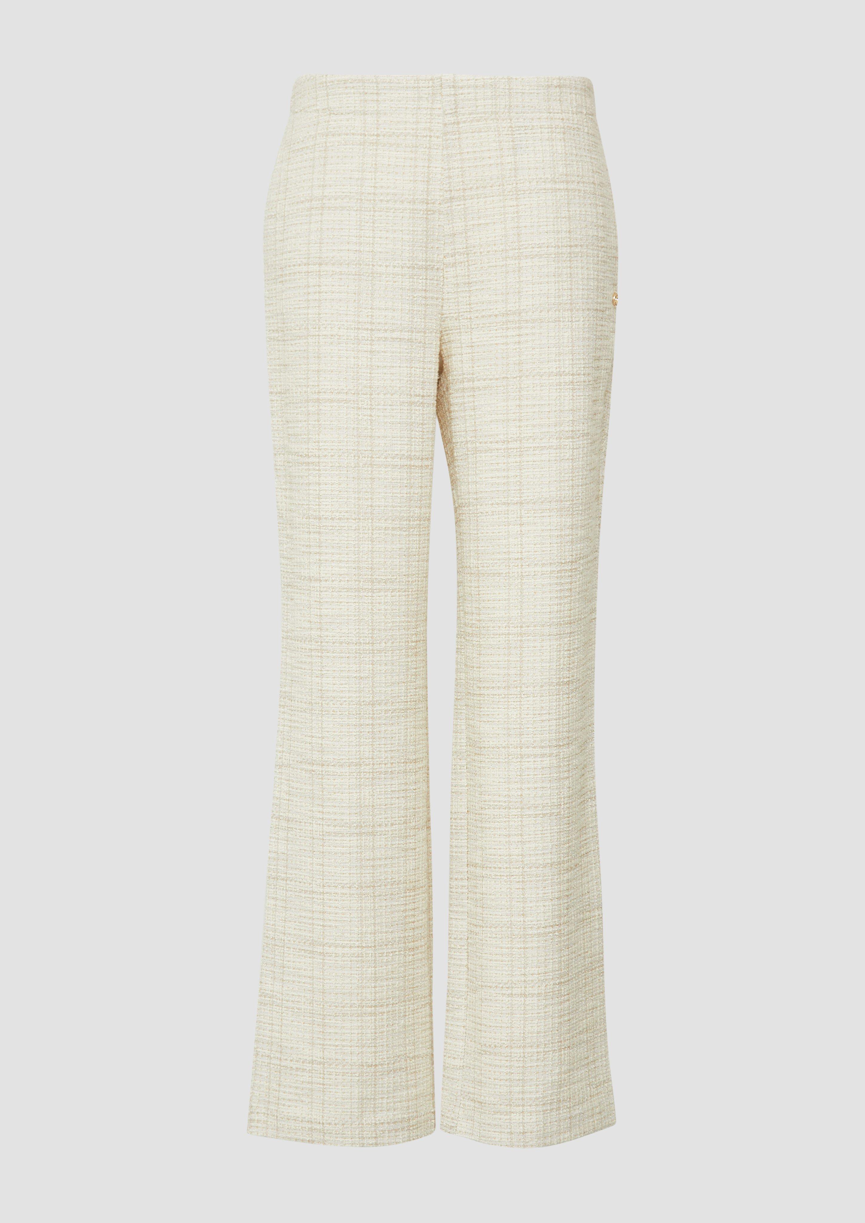 s.Oliver - Bouclé-Hose mit Wide Leg und Elastikbund, Damen, creme