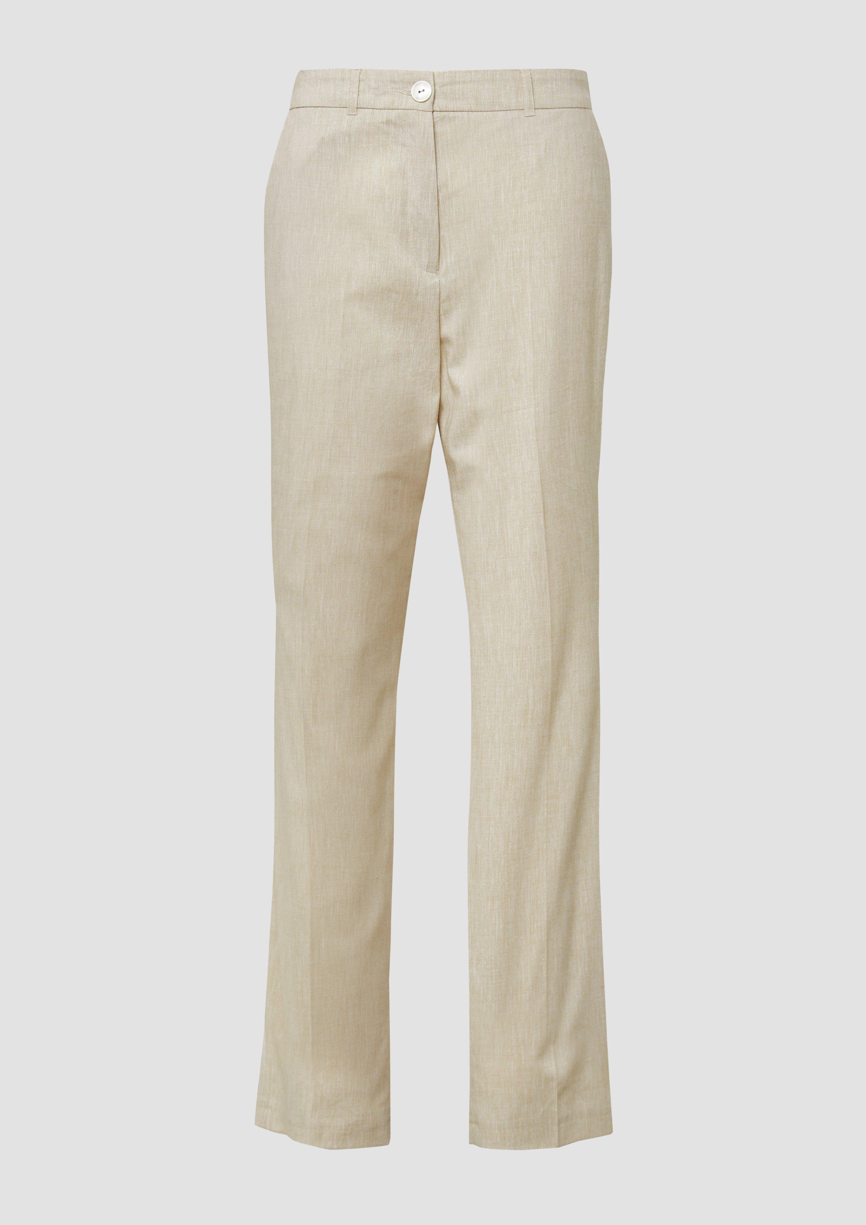 s.Oliver - Melierte Straight-Leg-Hose aus Baumwollmix, Damen, Beige
