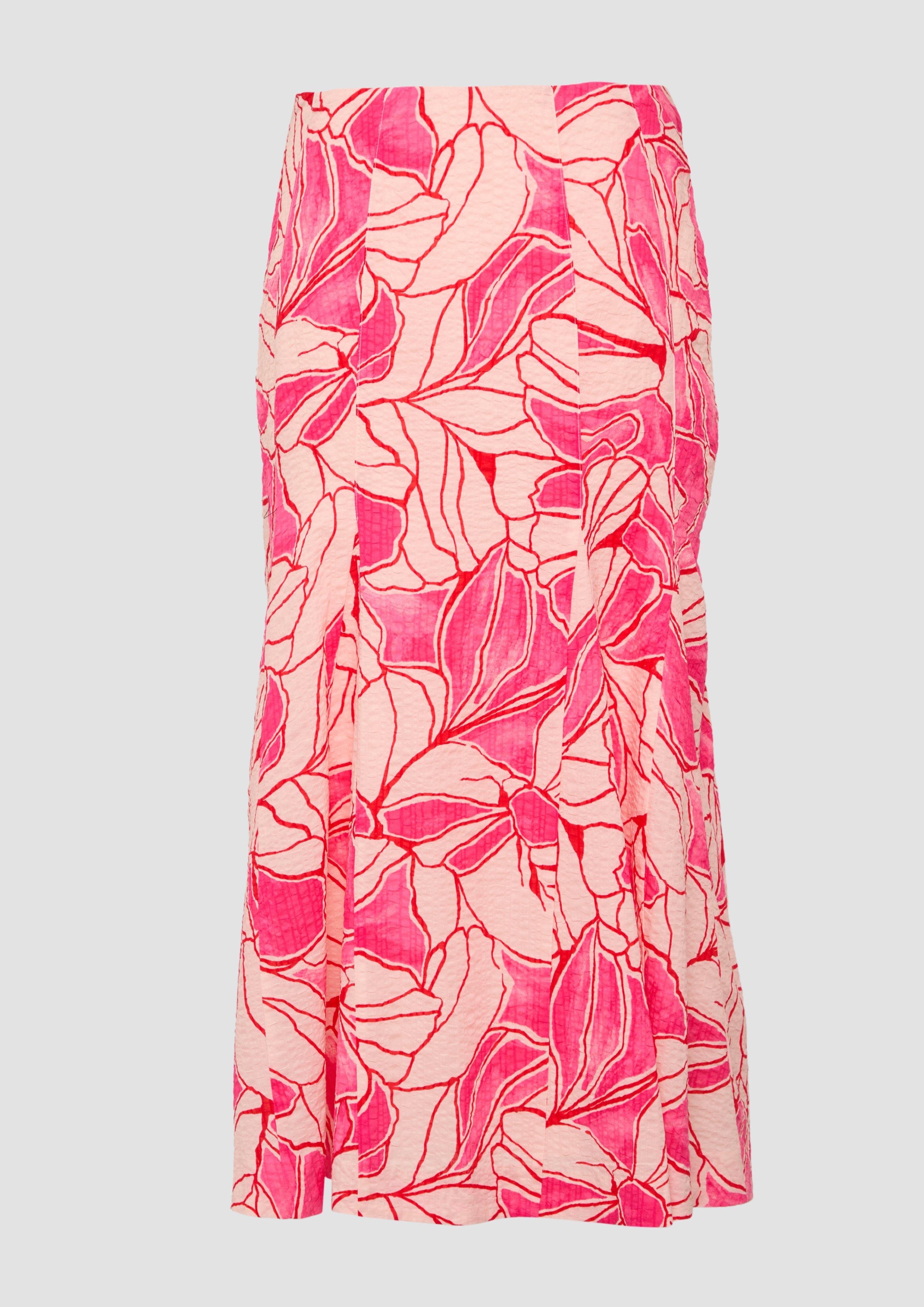 s.Oliver - Femininer Bahnen-Rock aus Baumwolle mit All-over-Print, Damen, pink|mehrfarbig