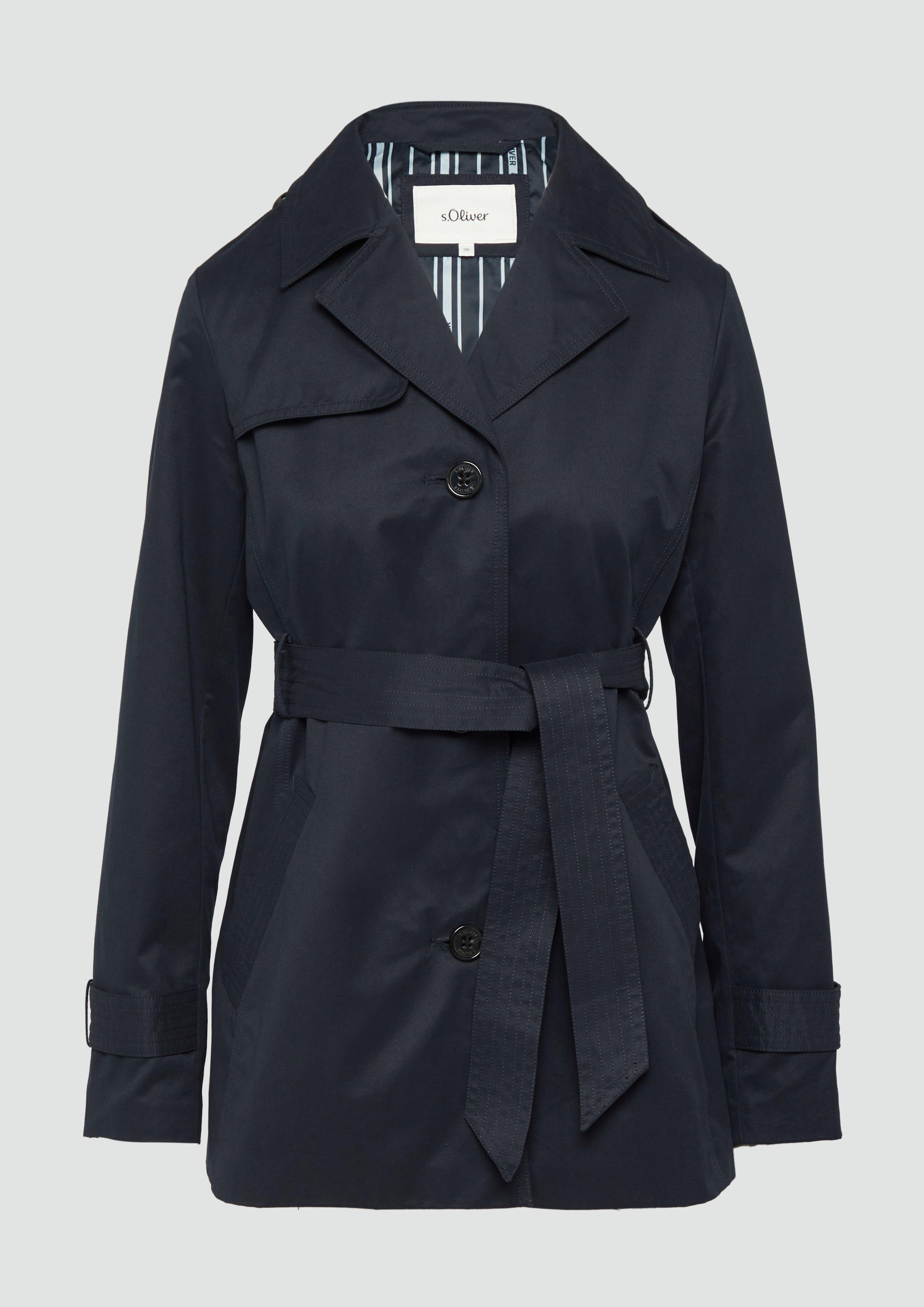 s.Oliver - Kurzer Trench mit Gürtel, Damen, blau