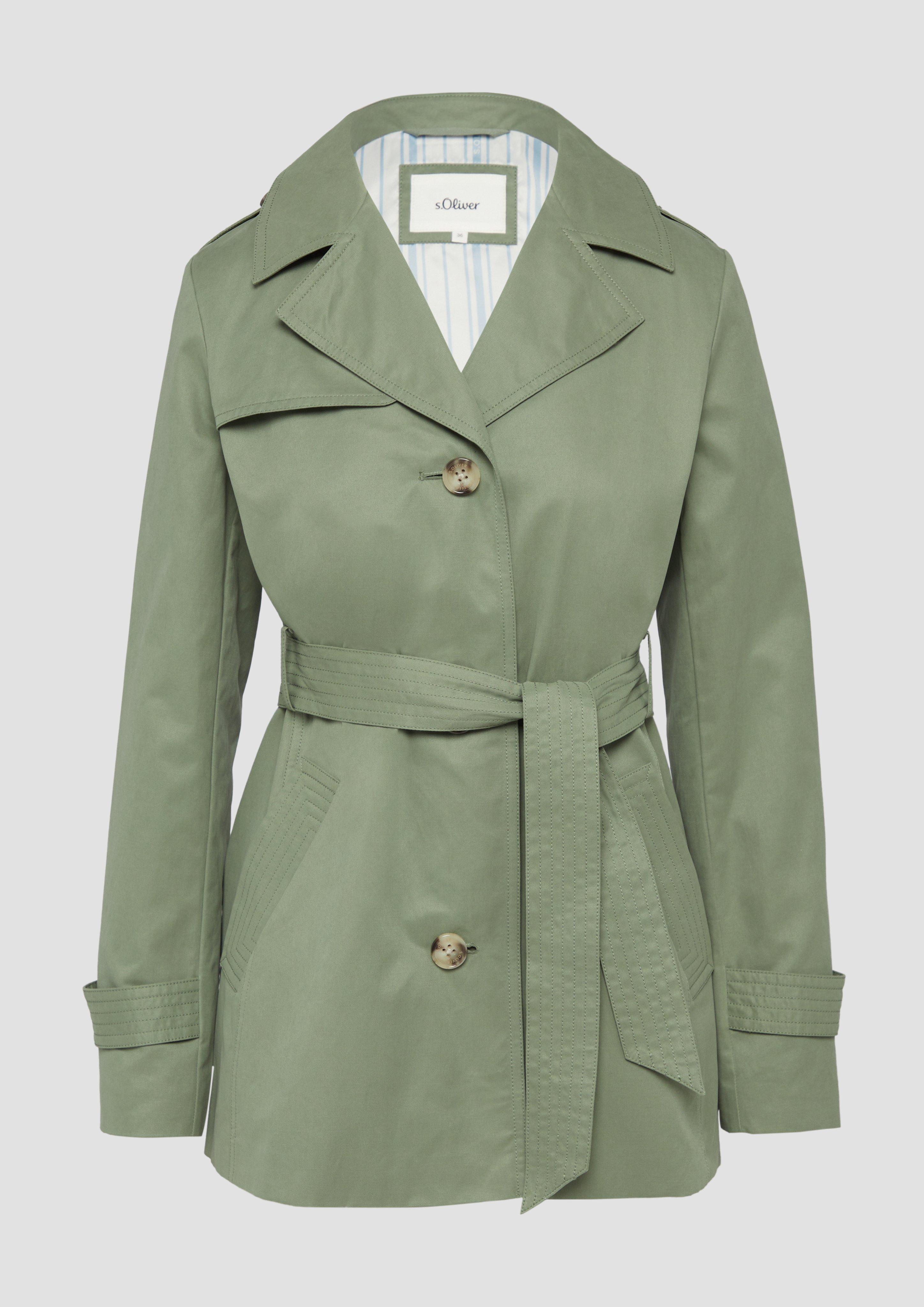 s.Oliver - Kurzer Trench mit Gürtel, Damen, Grün