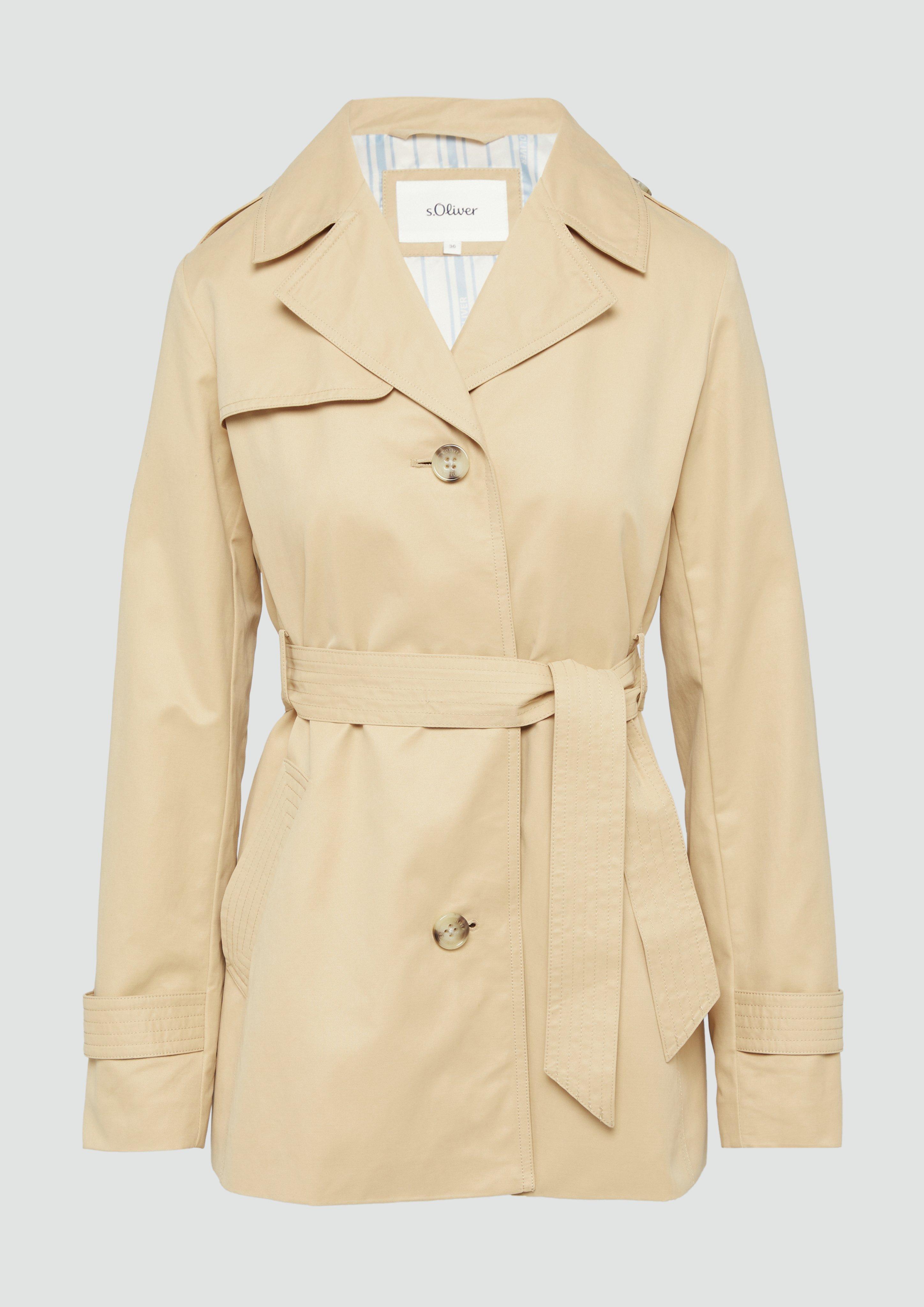 s.Oliver - Kurzer Trench mit Gürtel, Damen, Beige