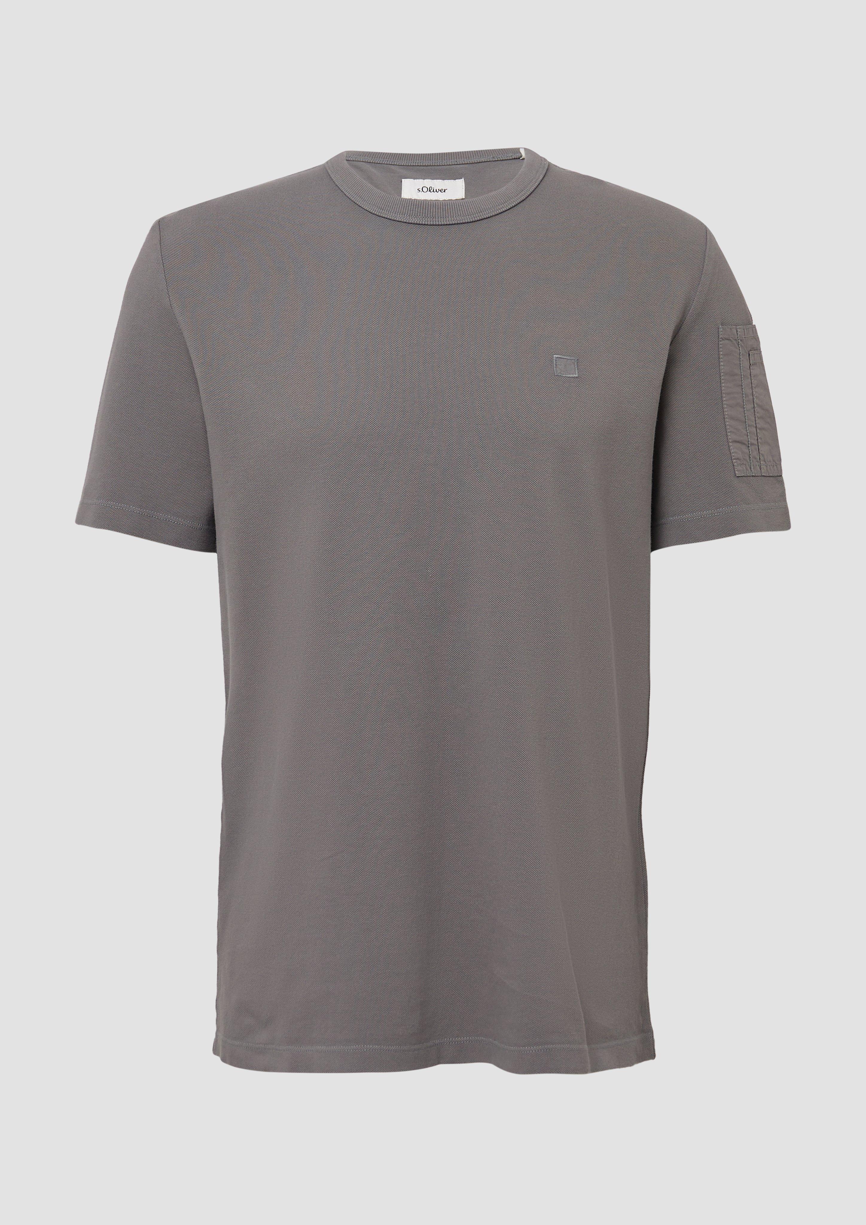 s.Oliver - T-Shirt aus Piqué mit Ärmeltasche, Herren, grau