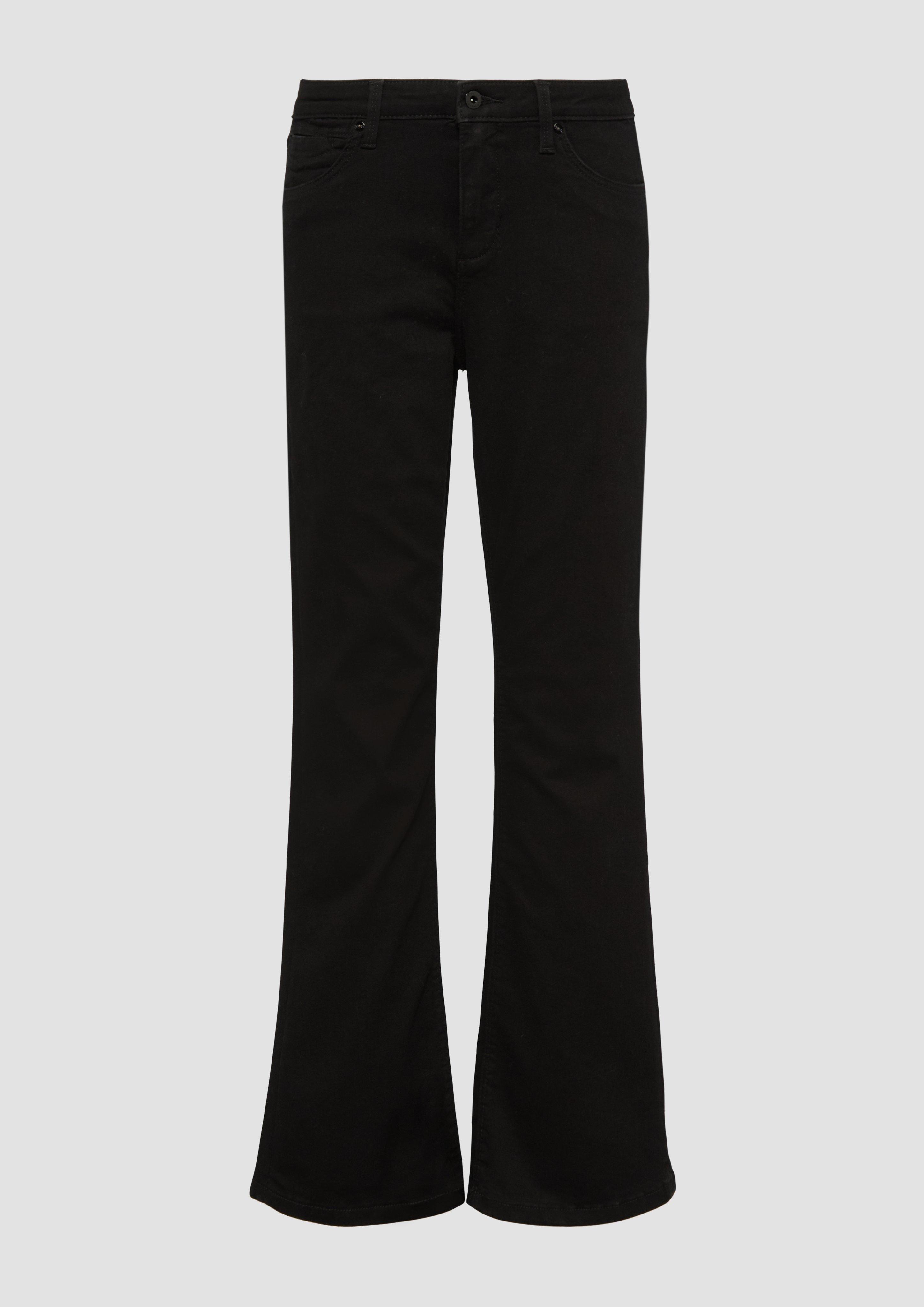 QS - Jeans Reena / Slim Fit / Mid Rise / Flared Leg, Damen, schwarz