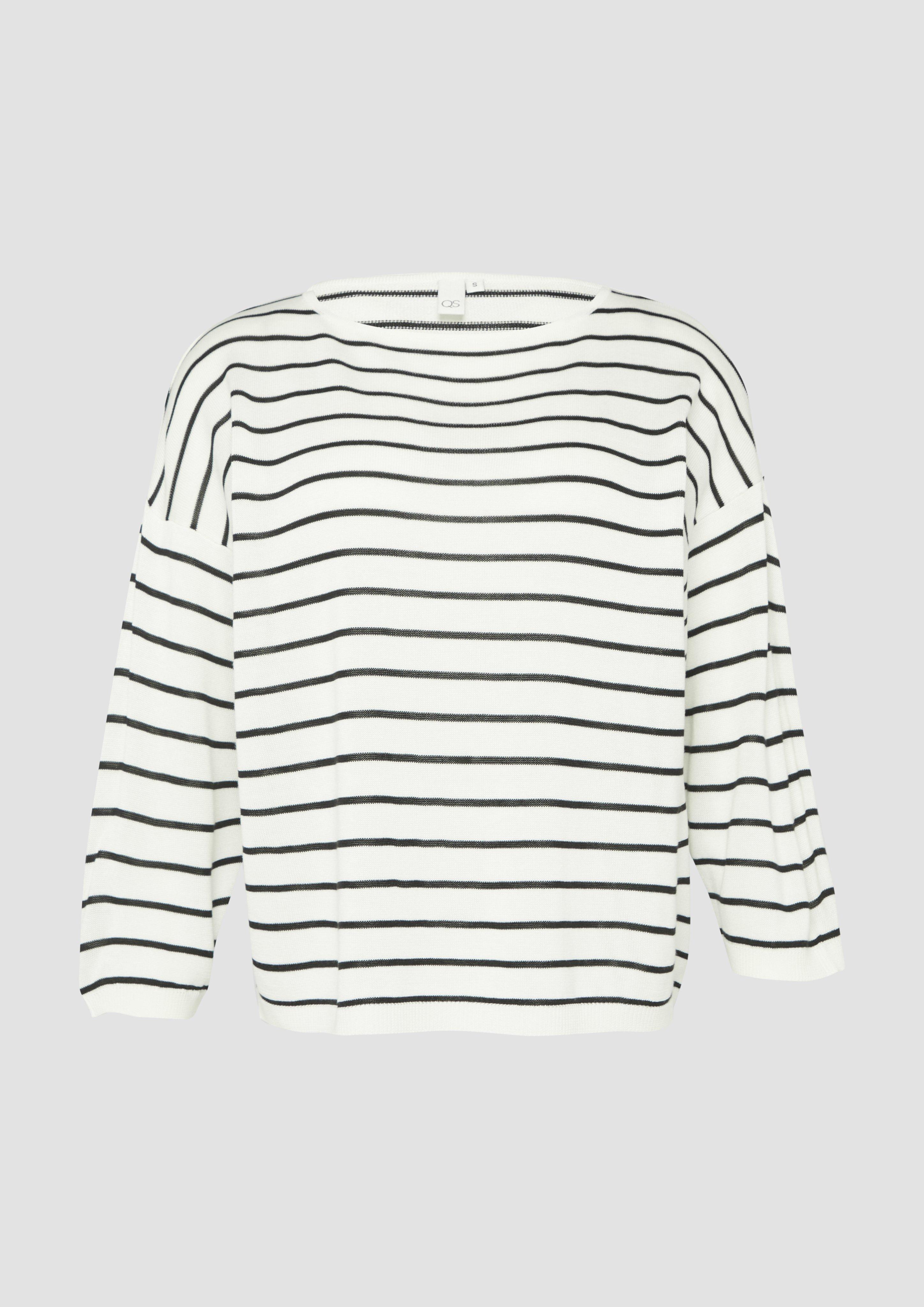 QS - Leichter Strickpullover aus Viskosemix, Damen, schwarz|weiß