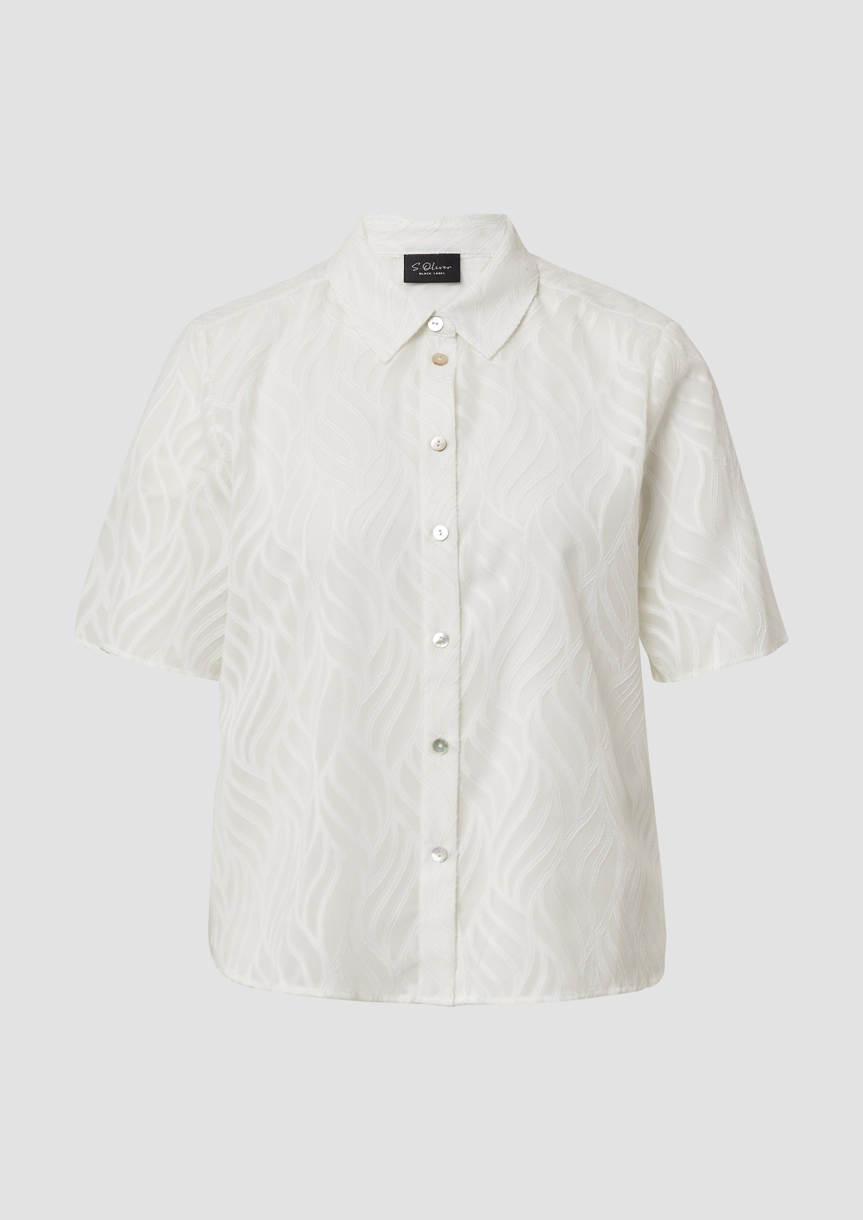 s.Oliver - Semitransparente Bluse mit Strukturmuster, Damen, creme