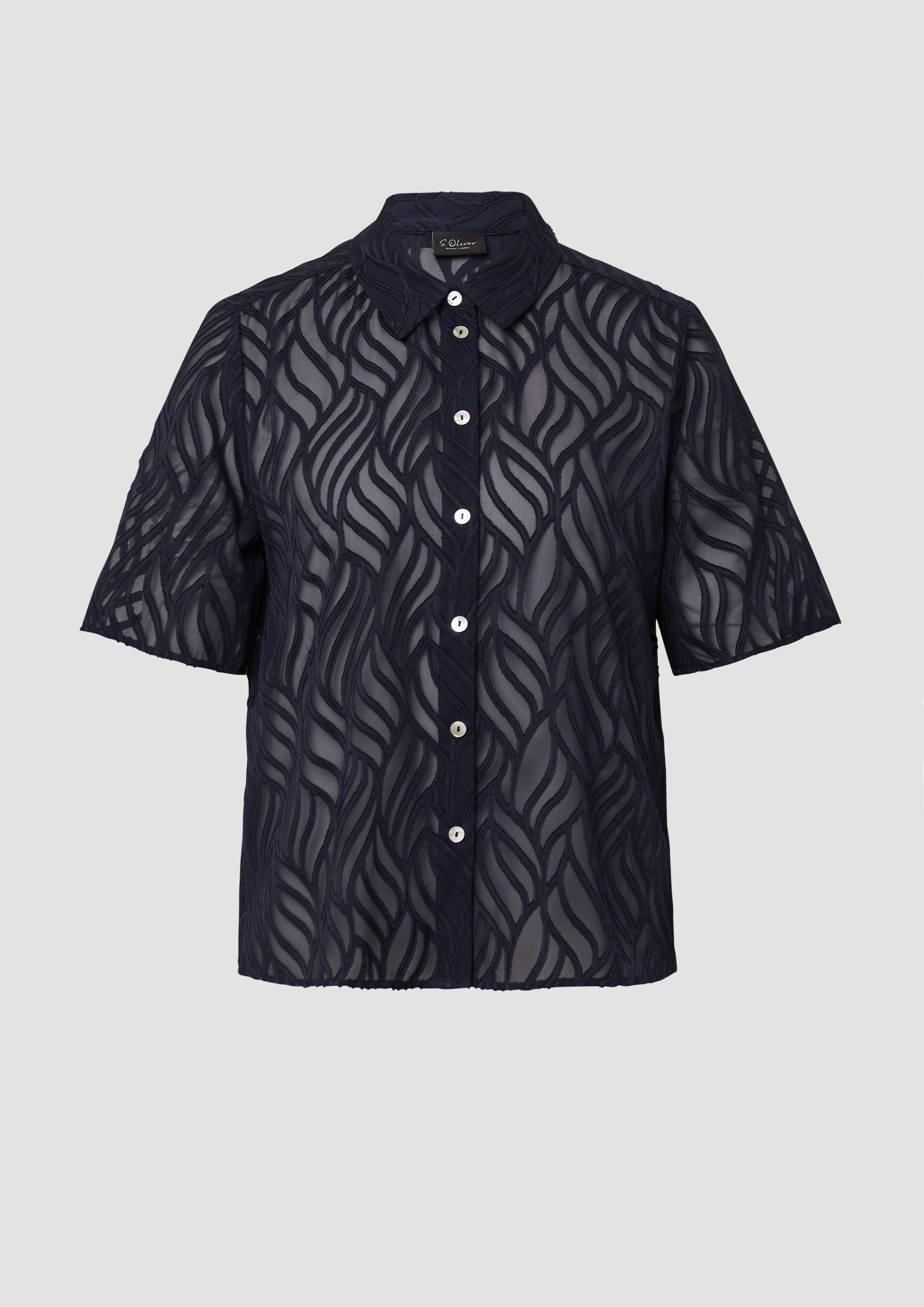 s.Oliver - Semitransparente Bluse mit Strukturmuster, Damen, blau