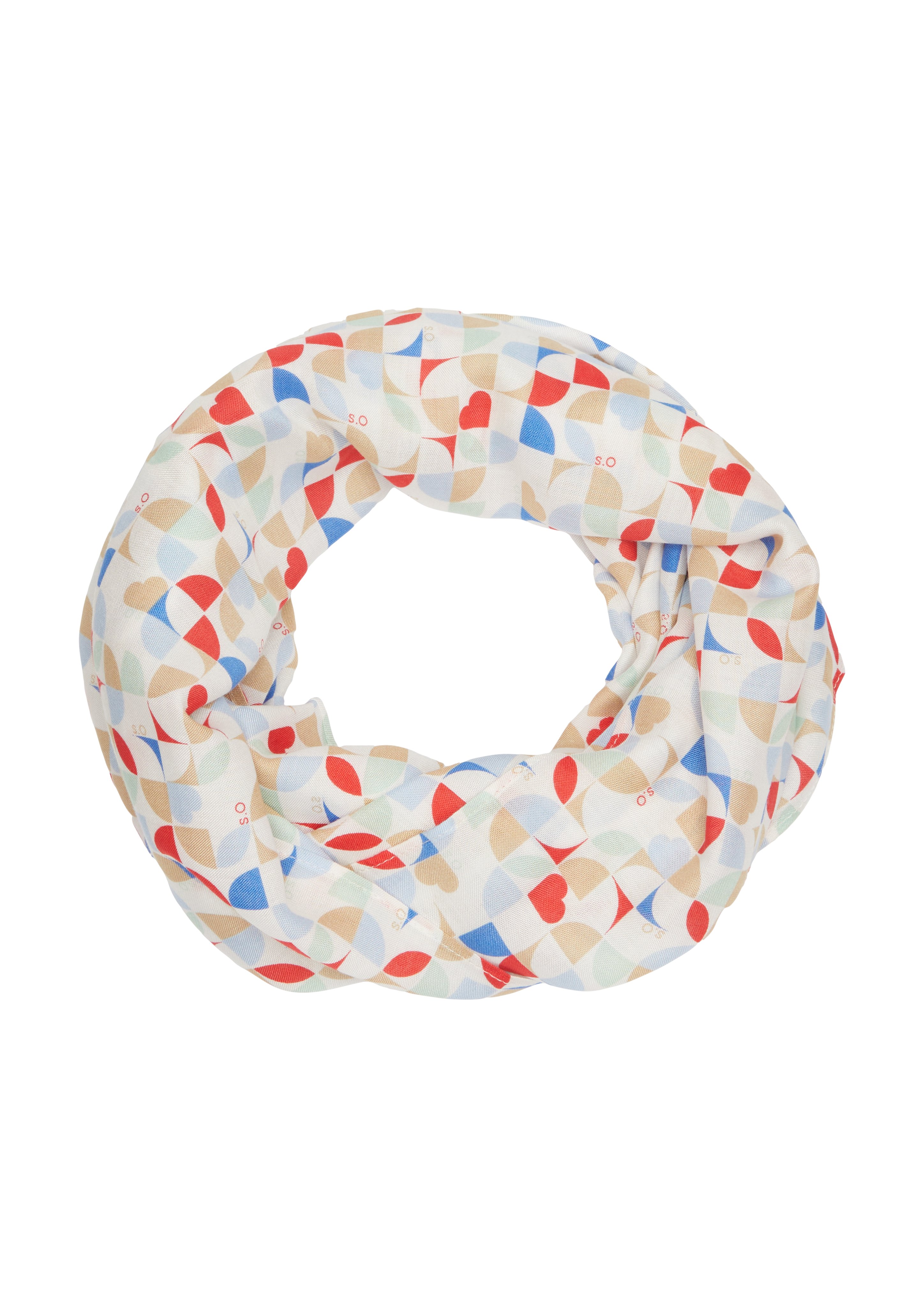 s.Oliver - Lässiger Loop Schal aus Viskose mit All-over-Print, Damen, creme