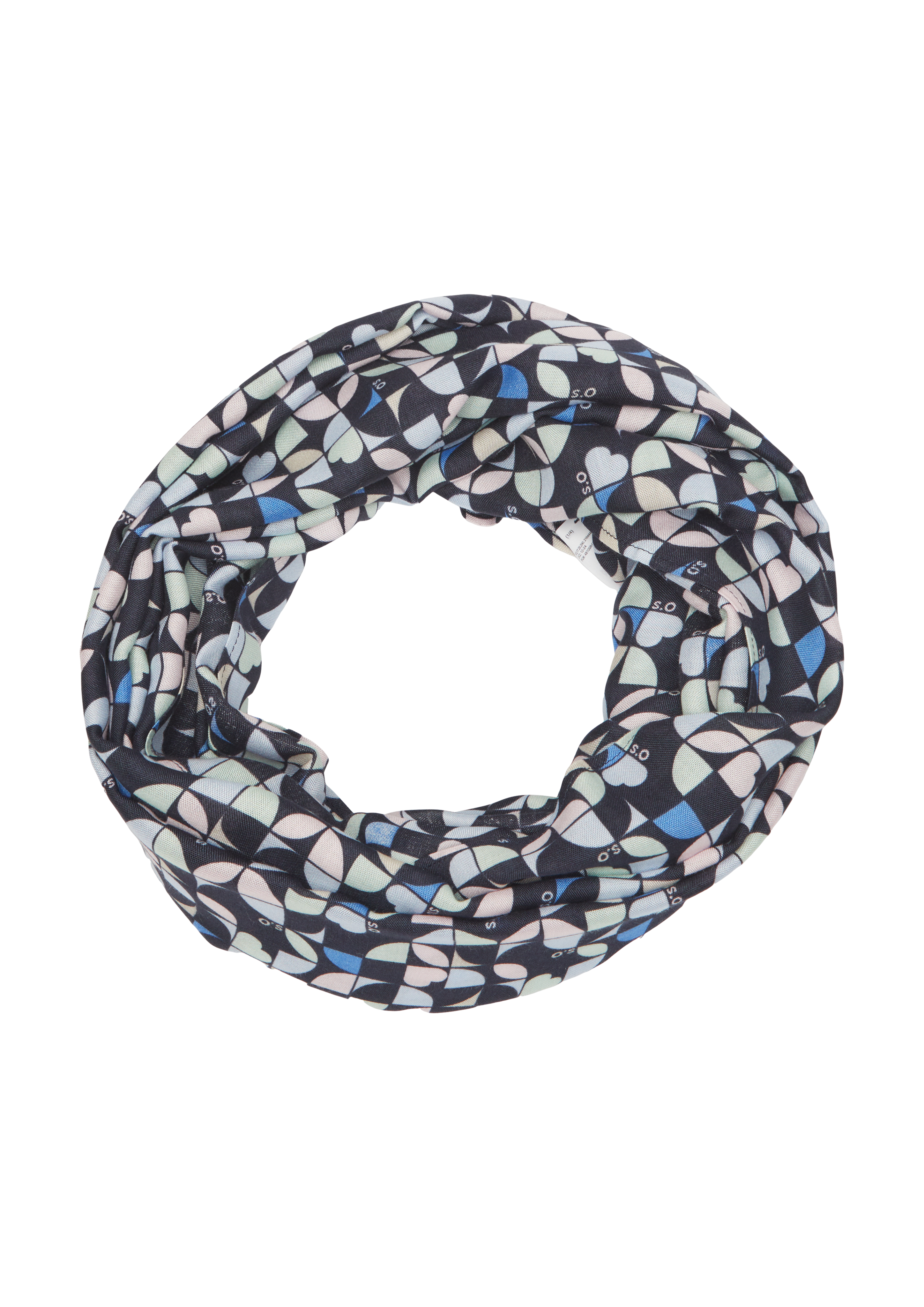 s.Oliver - Lässiger Loop Schal aus Viskose mit All-over-Print, Damen, blau