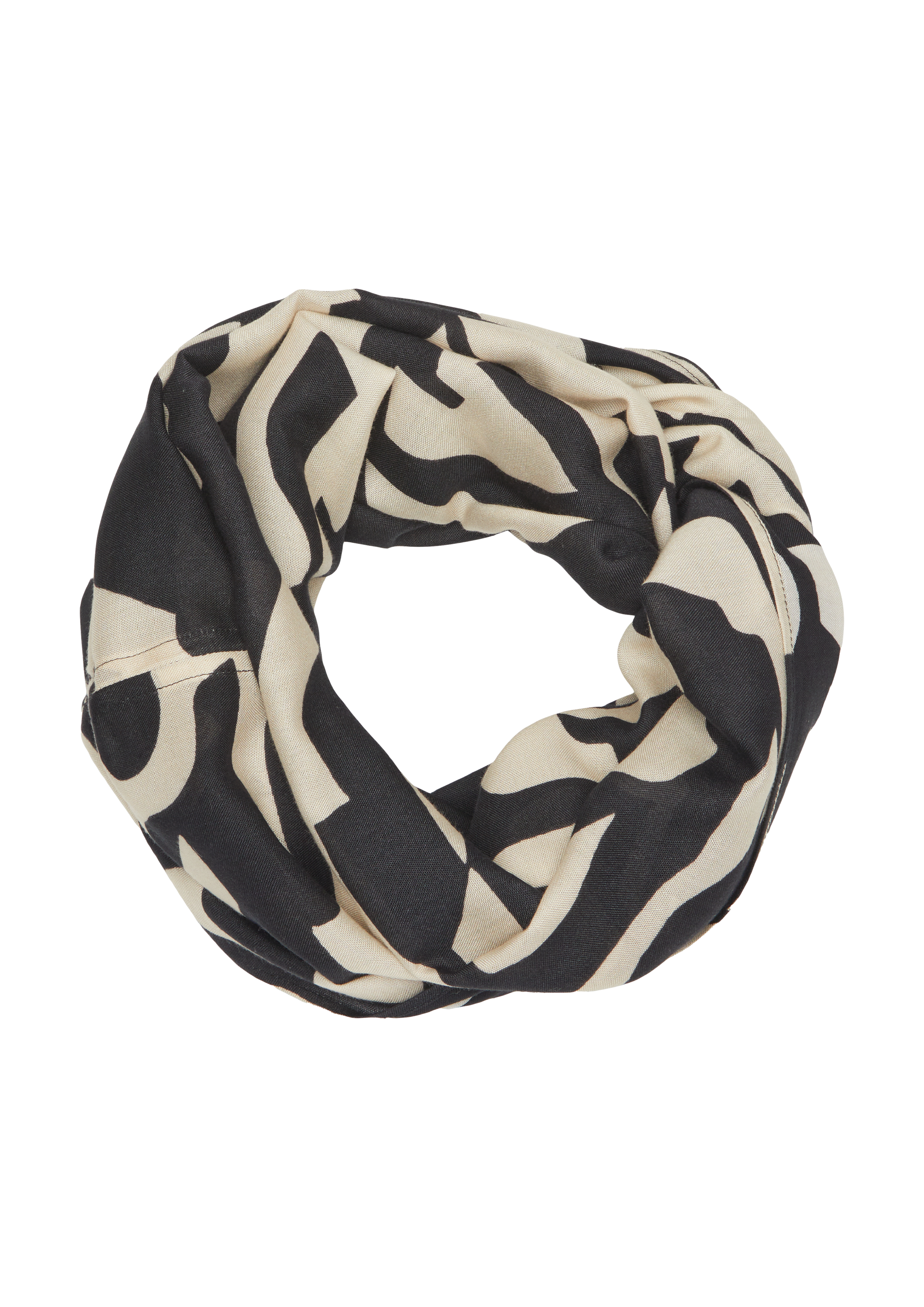 s.Oliver - Lässiger Loop Schal aus Viskose mit All-over-Print, Damen, schwarz