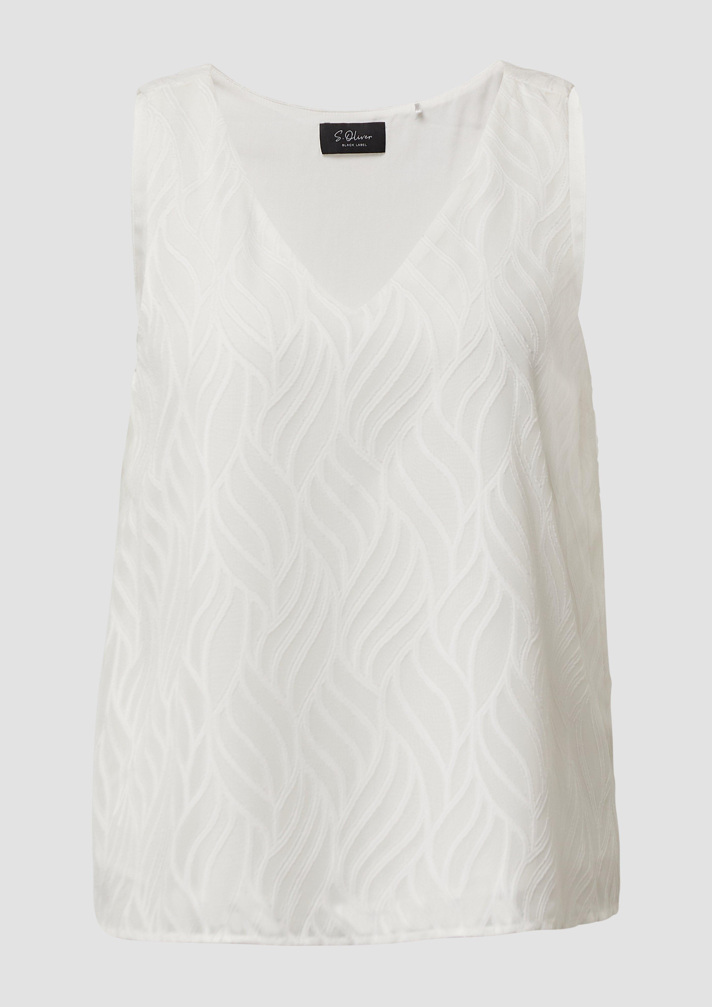 s.Oliver - Gefütterte Bluse mit Strukturmuster, Damen, creme