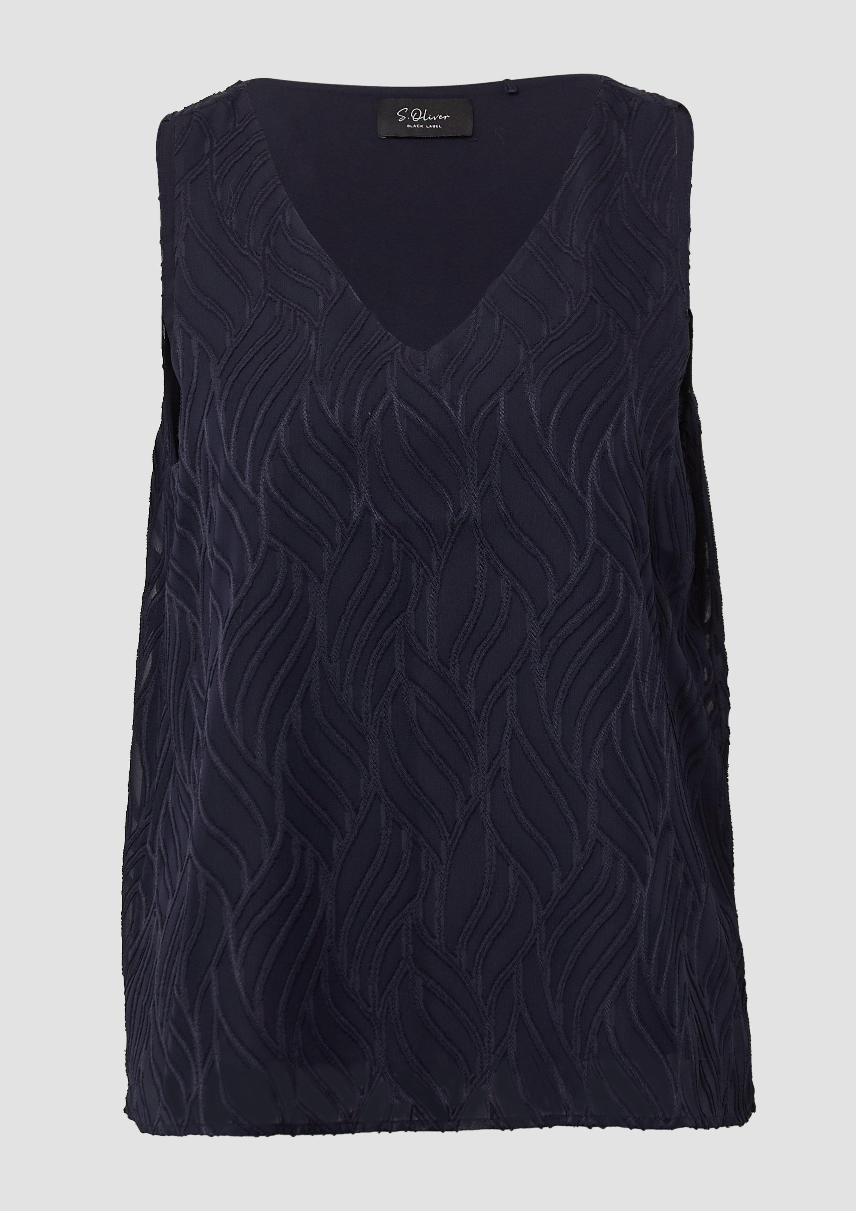 s.Oliver - Gefütterte Bluse mit Strukturmuster, Damen, blau