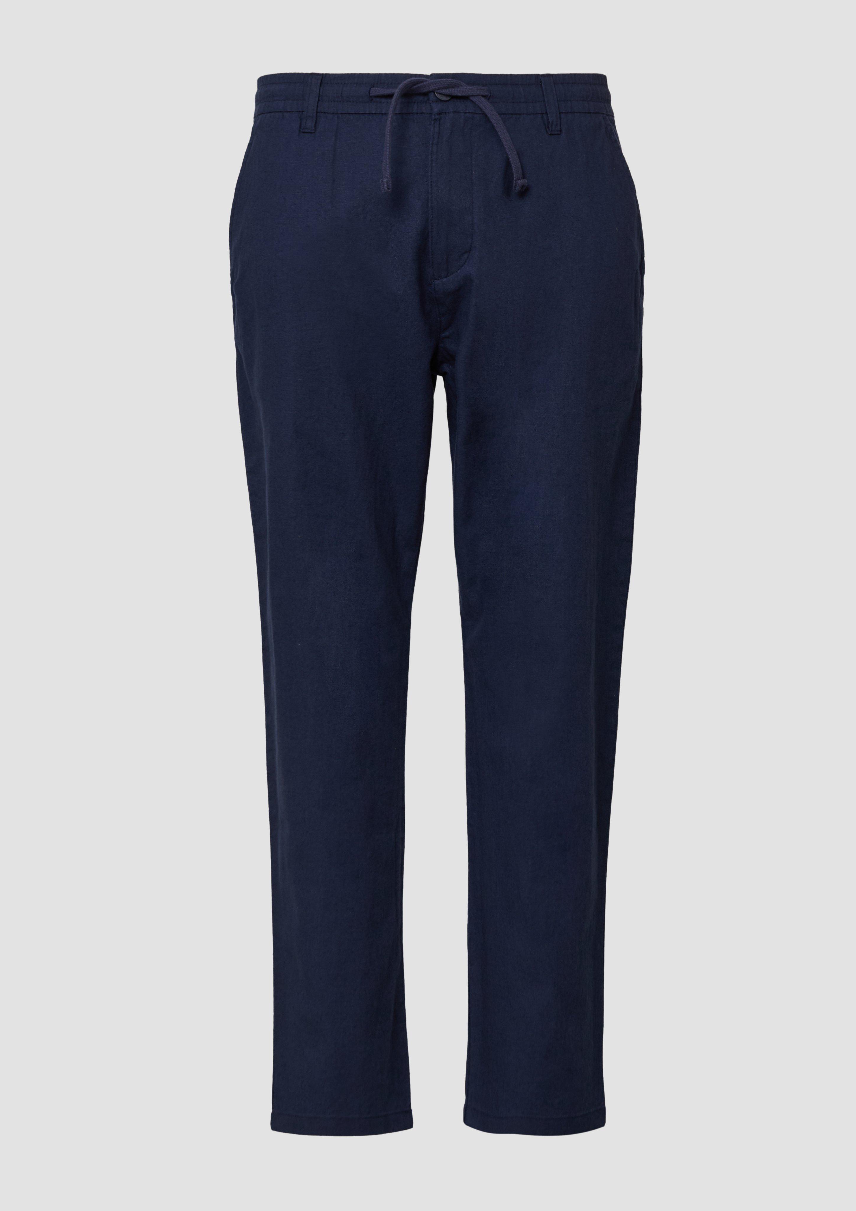 s.Oliver - Detroit: Relaxed-Fit-Chino aus Leinenmix mit Elastikbund, Herren, blau
