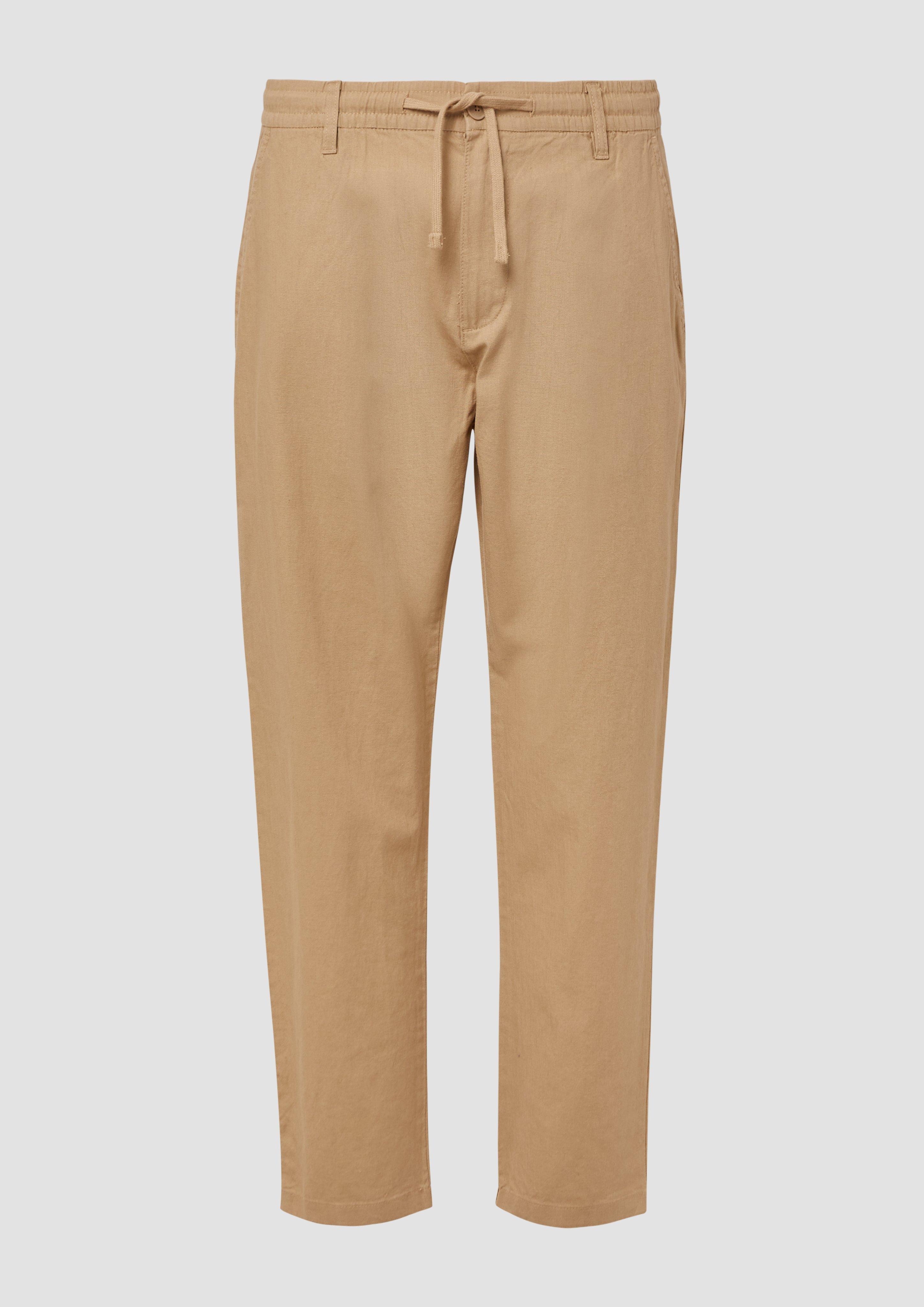 s.Oliver - Detroit: Relaxed-Fit-Chino aus Leinenmix mit Elastikbund, Herren, Beige