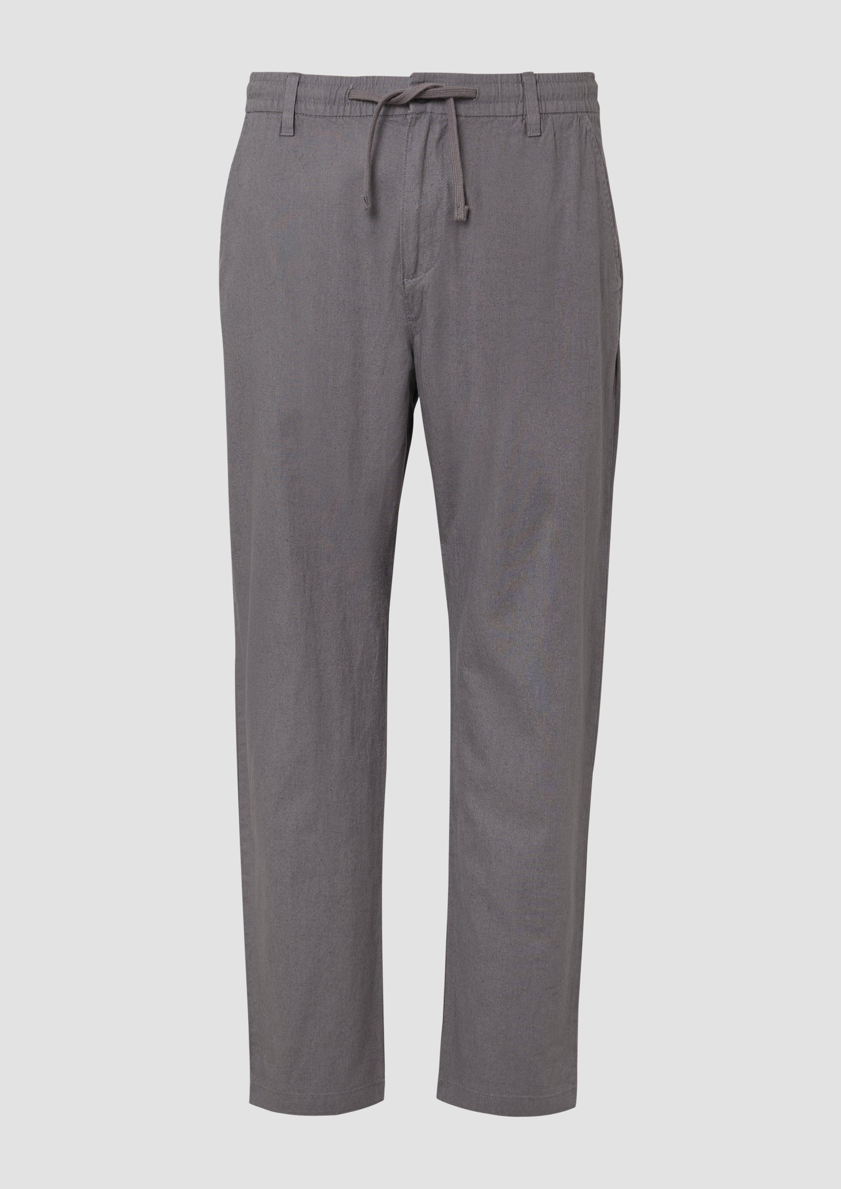 s.Oliver - Detroit: Relaxed-Fit-Chino aus Leinenmix mit Elastikbund, Herren, grau