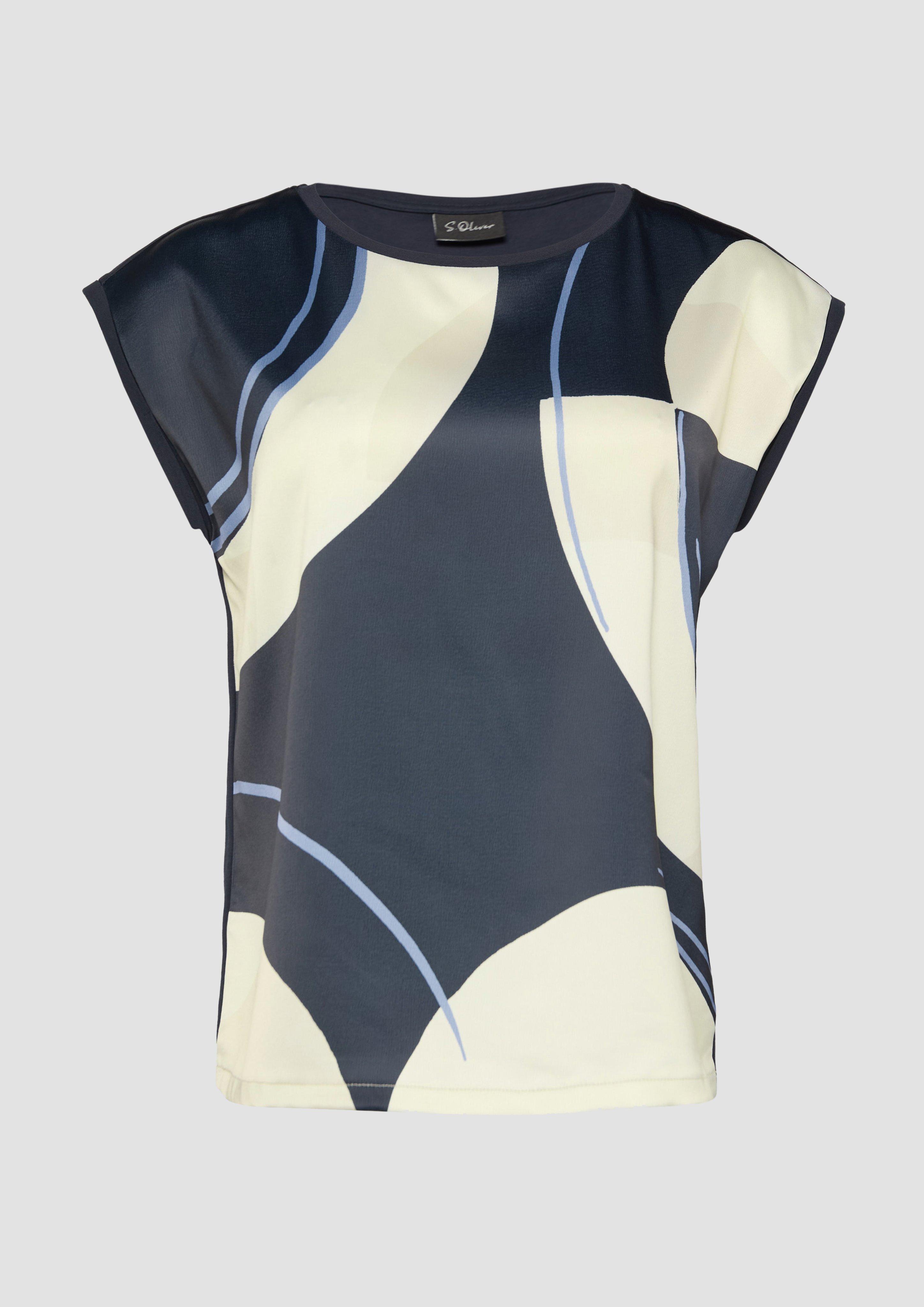 s.Oliver - Ärmelloses Shirt im Fabricmix, Damen, blau