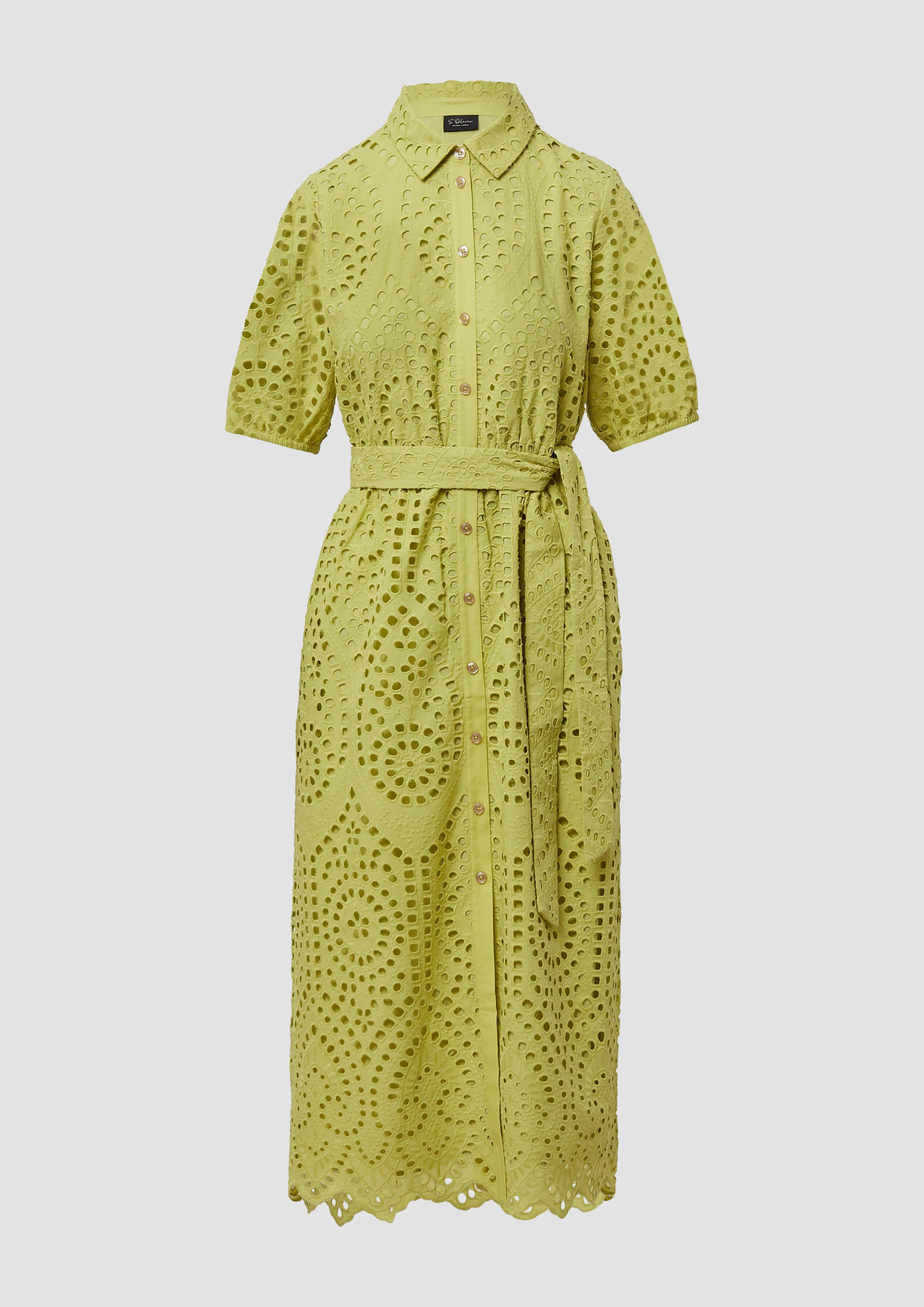 s.Oliver - Hemdblusenkleid in Midilänge aus Lochstickerei, Damen, grün