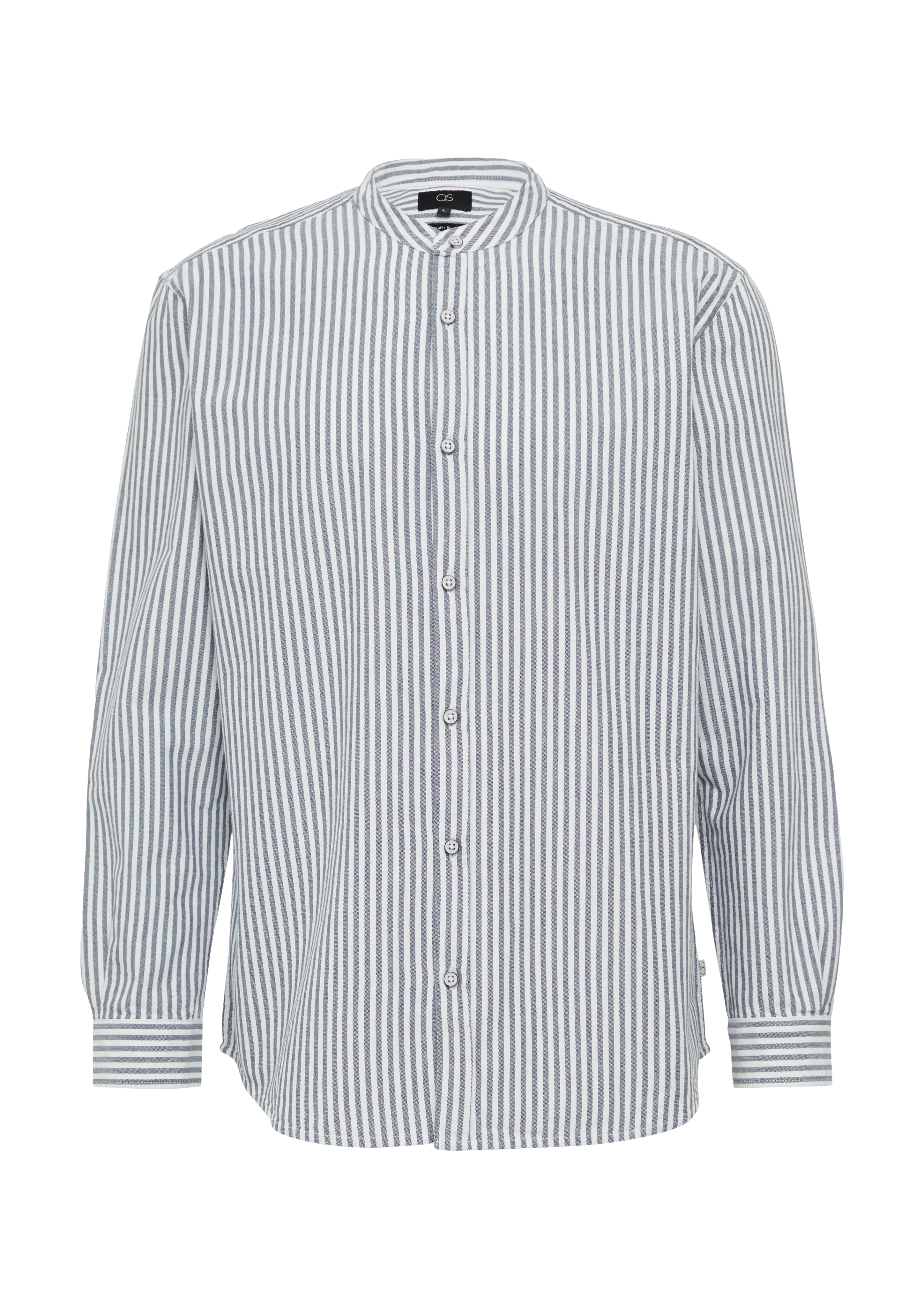 Regular Fit: Stehkragenhemd aus gestreiftem Oxford