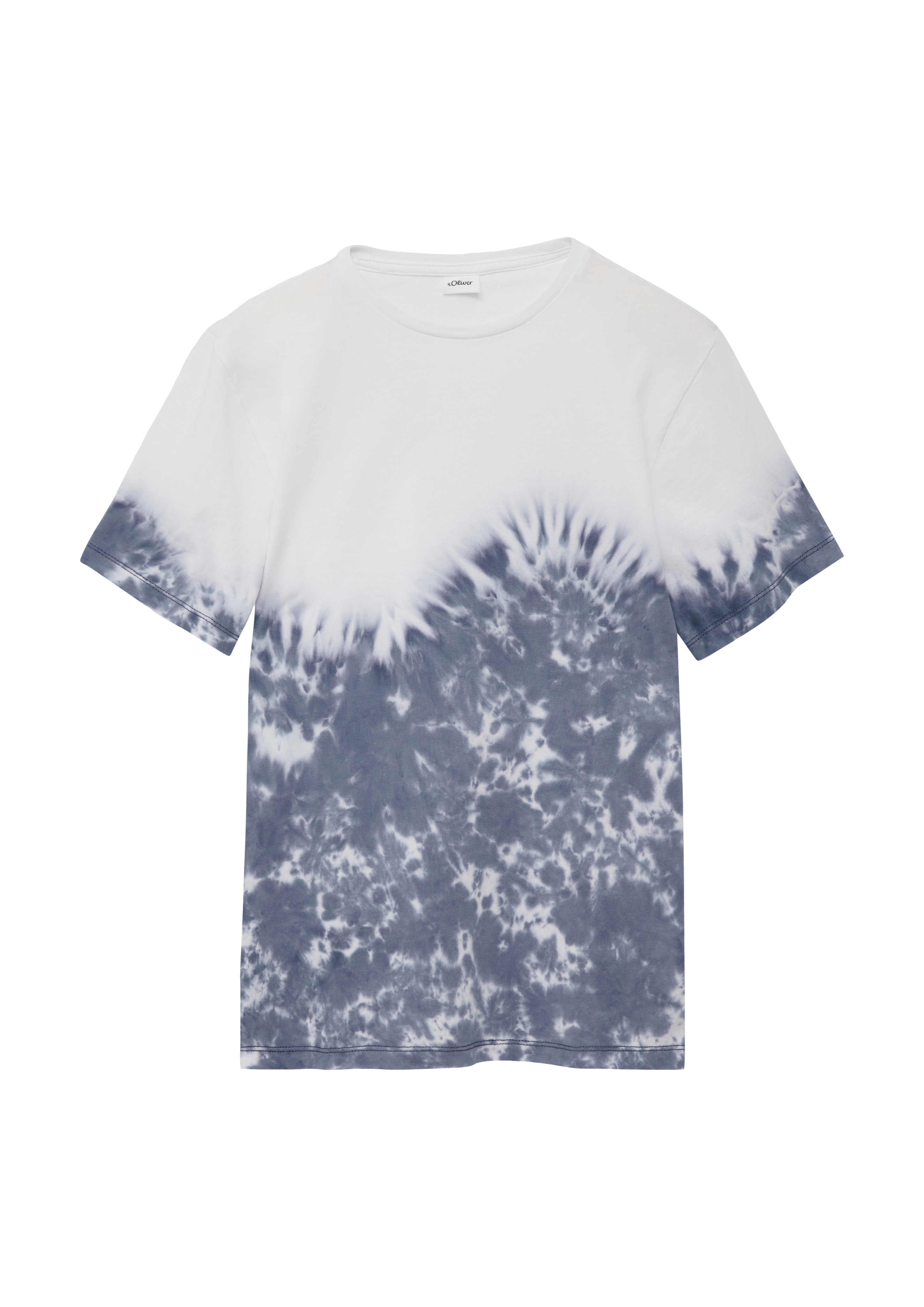 s.Oliver - T-Shirt mit Batikmuster und überschnittenen Schultern, Jungen, blau