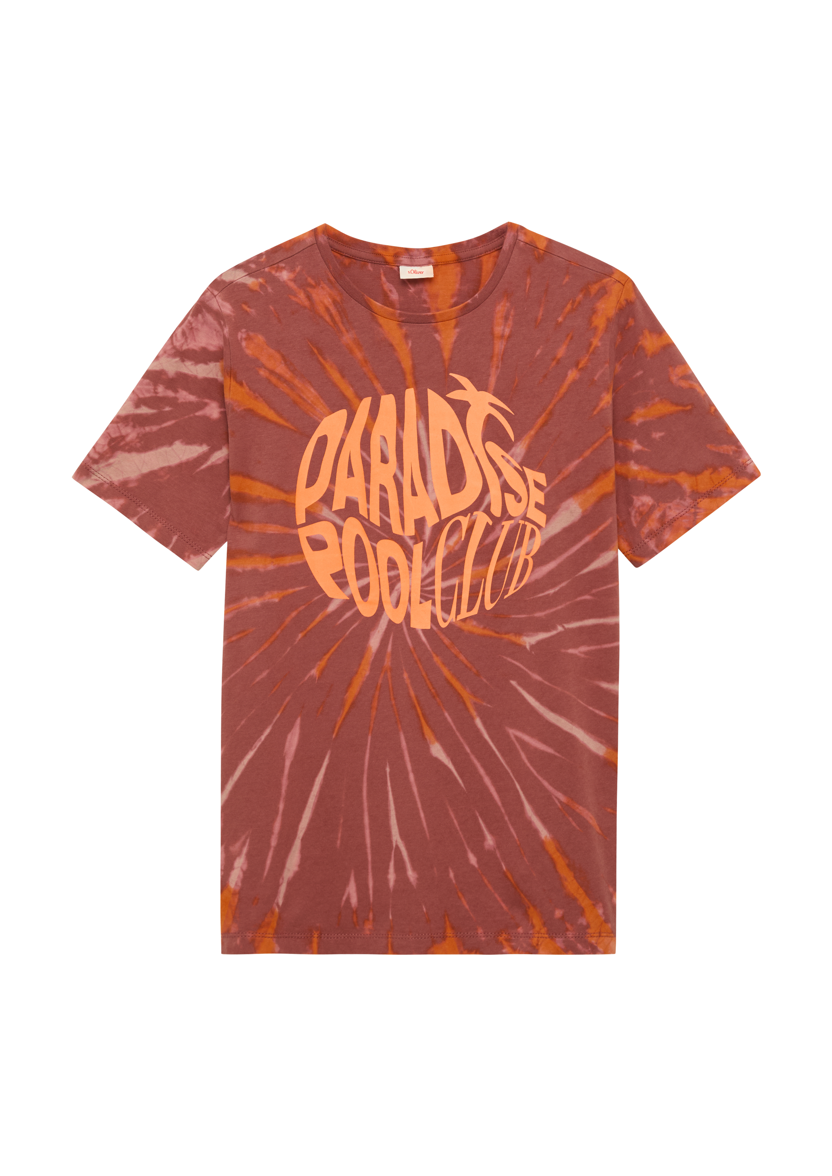 s.Oliver - T-Shirt mit Batikmuster und Frontprint, Jungen, rot