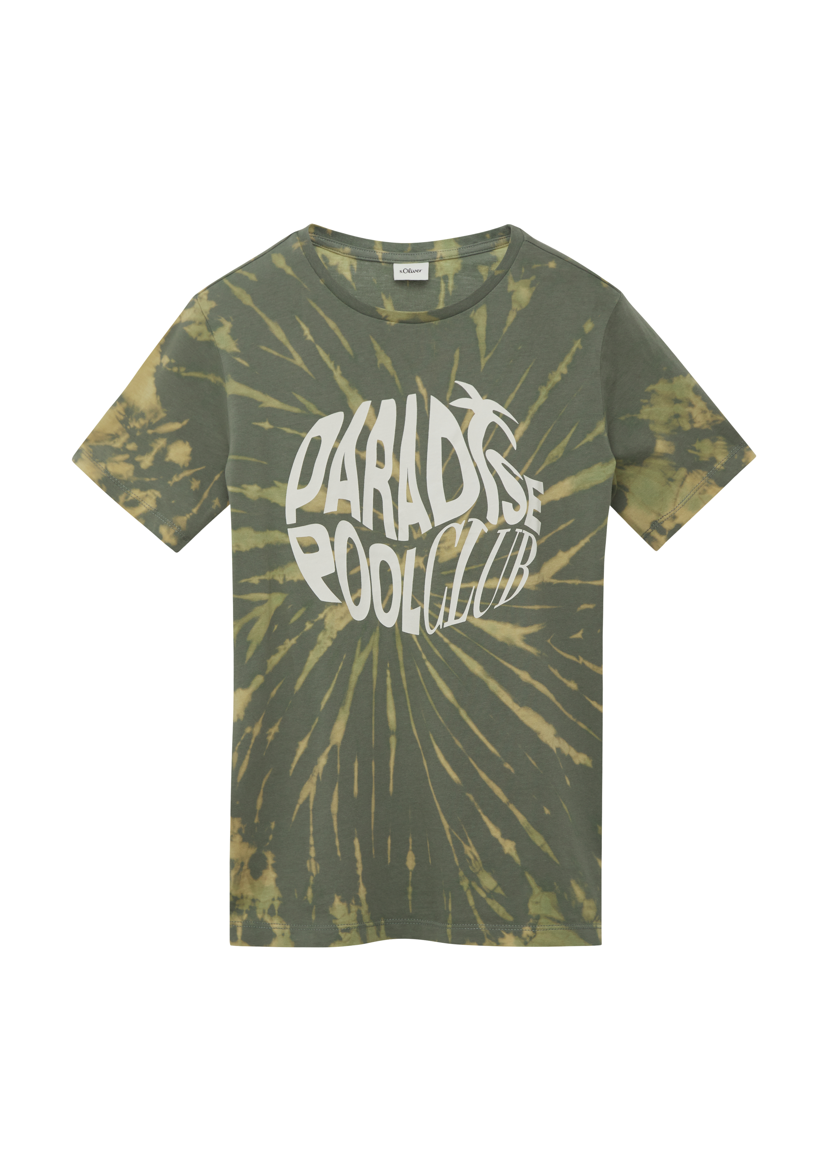 s.Oliver - T-Shirt mit Batikmuster und Frontprint, Jungen, Grün
