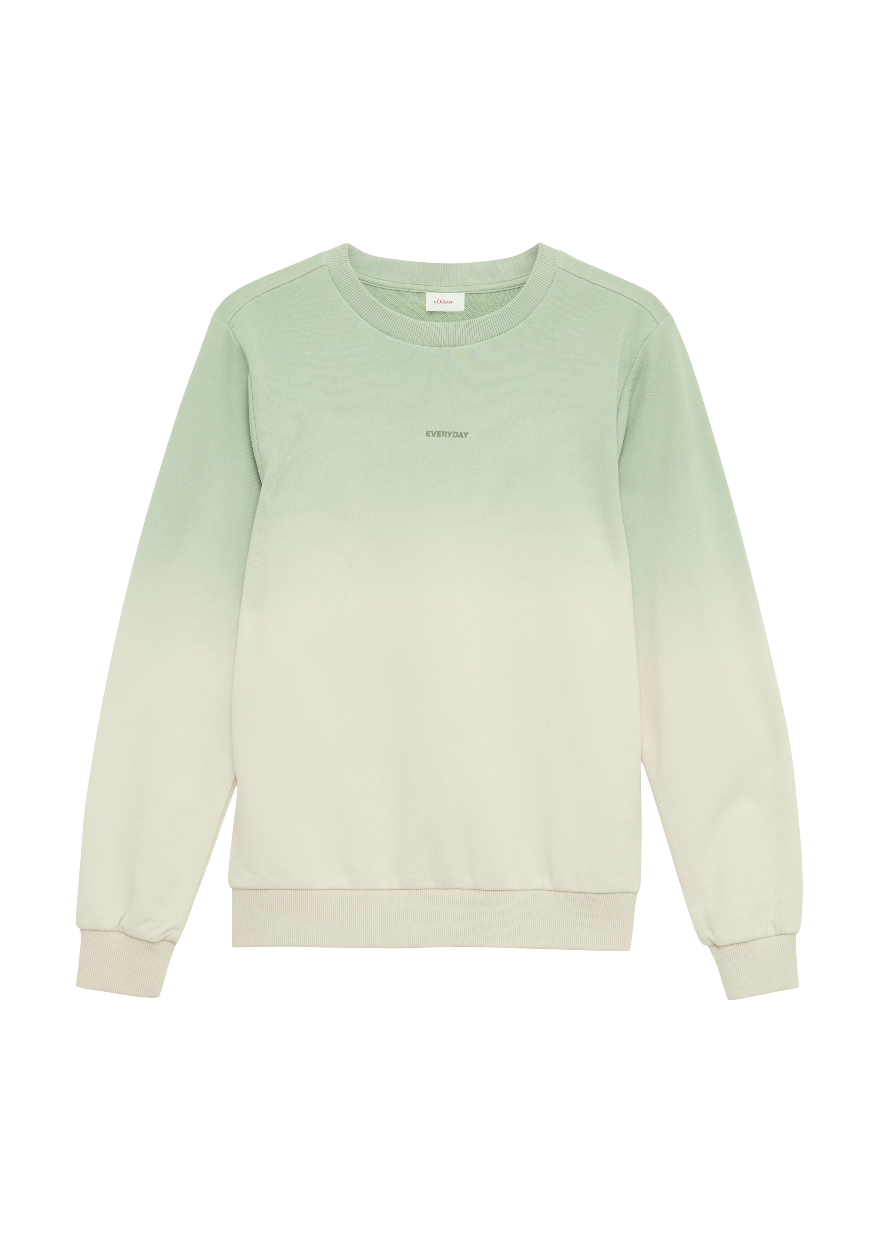 s.Oliver - Sweatshirt mit Schriftprint und Farbverlauf, Jungen, creme|grün