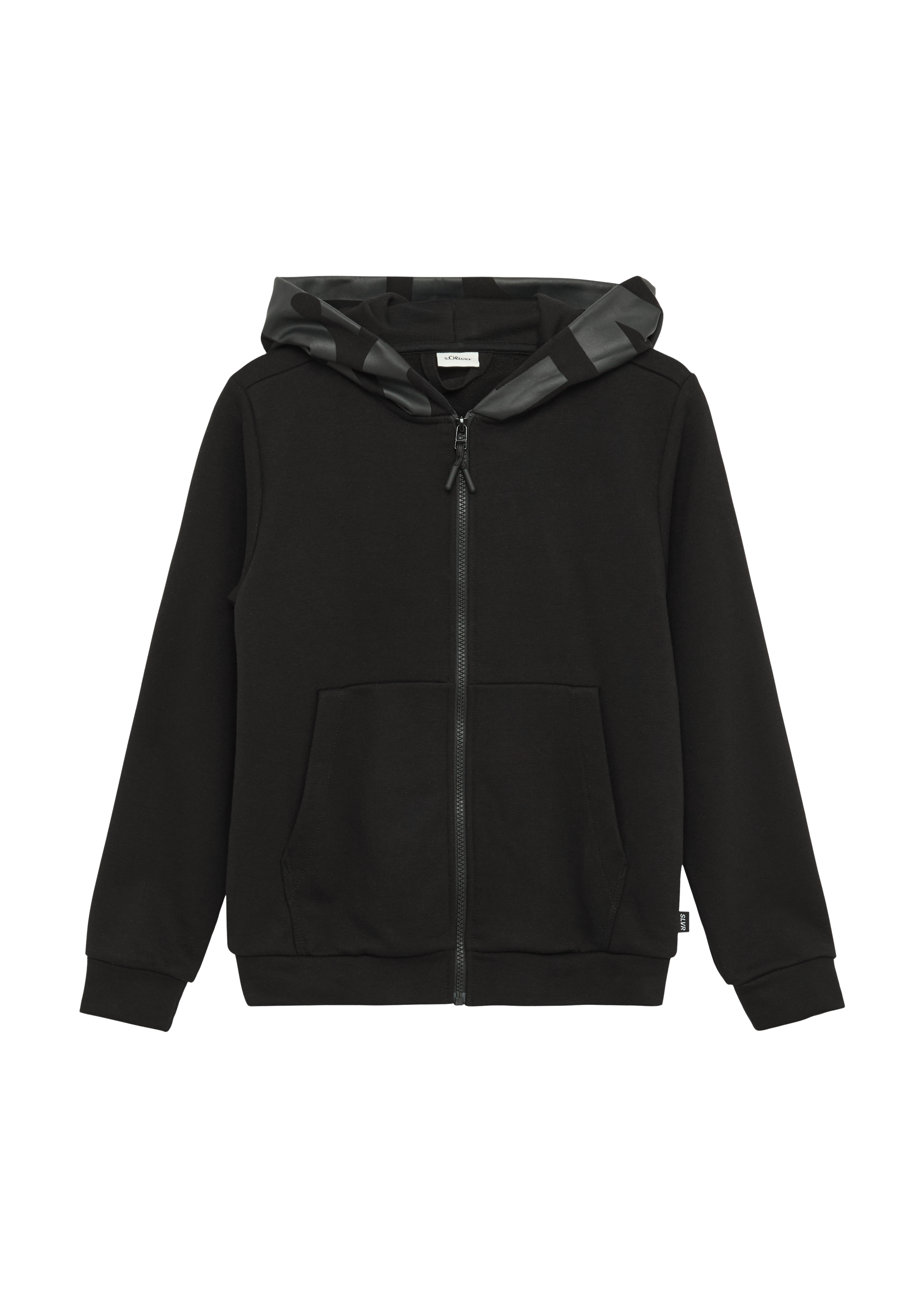 s.Oliver - Sweatshirt-Jacke mit Print an Kapuze, Jungen, schwarz