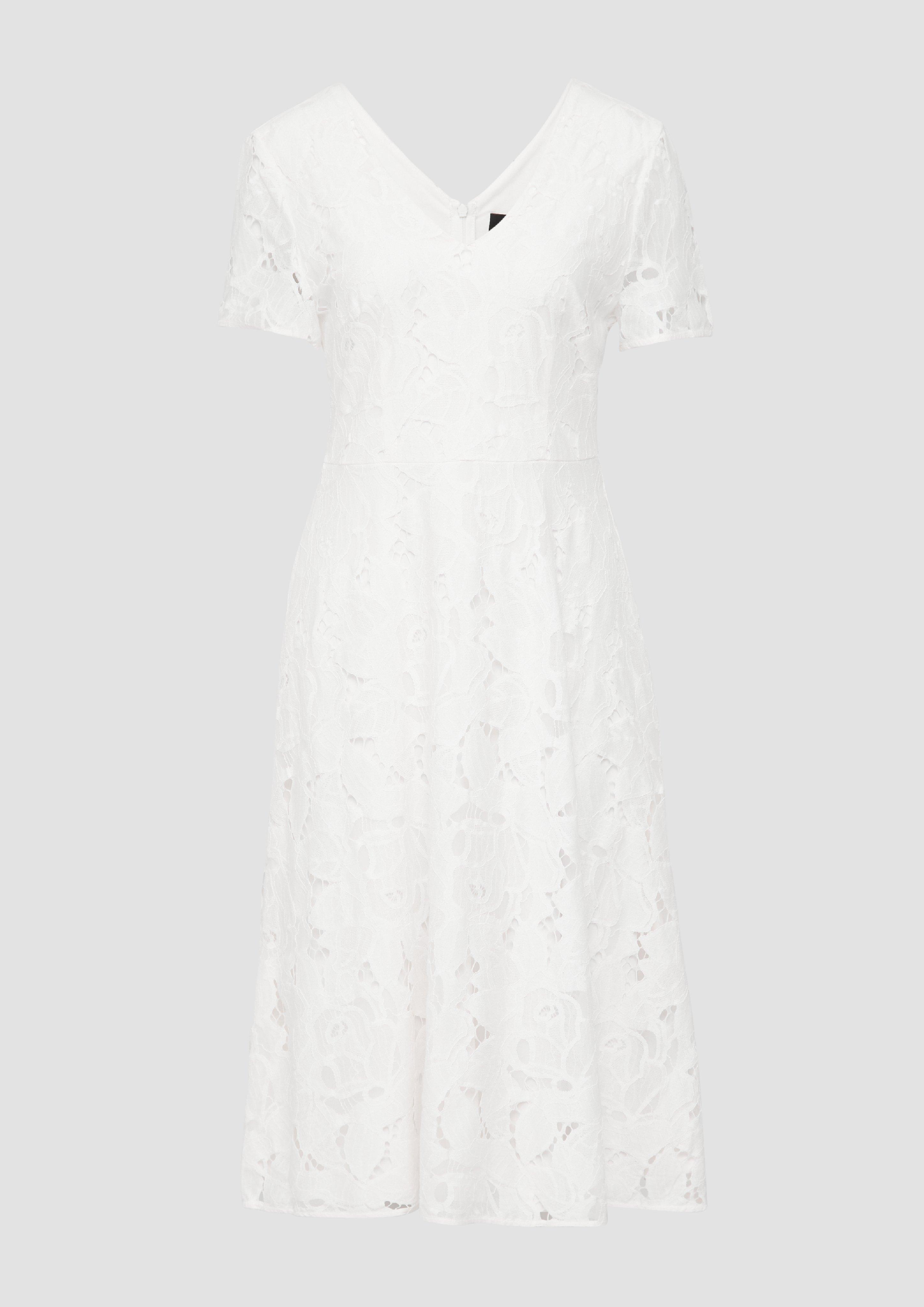 s.Oliver - Midikleid aus Spitze mit blickdichtem Futter und floralem Muster, Damen, creme