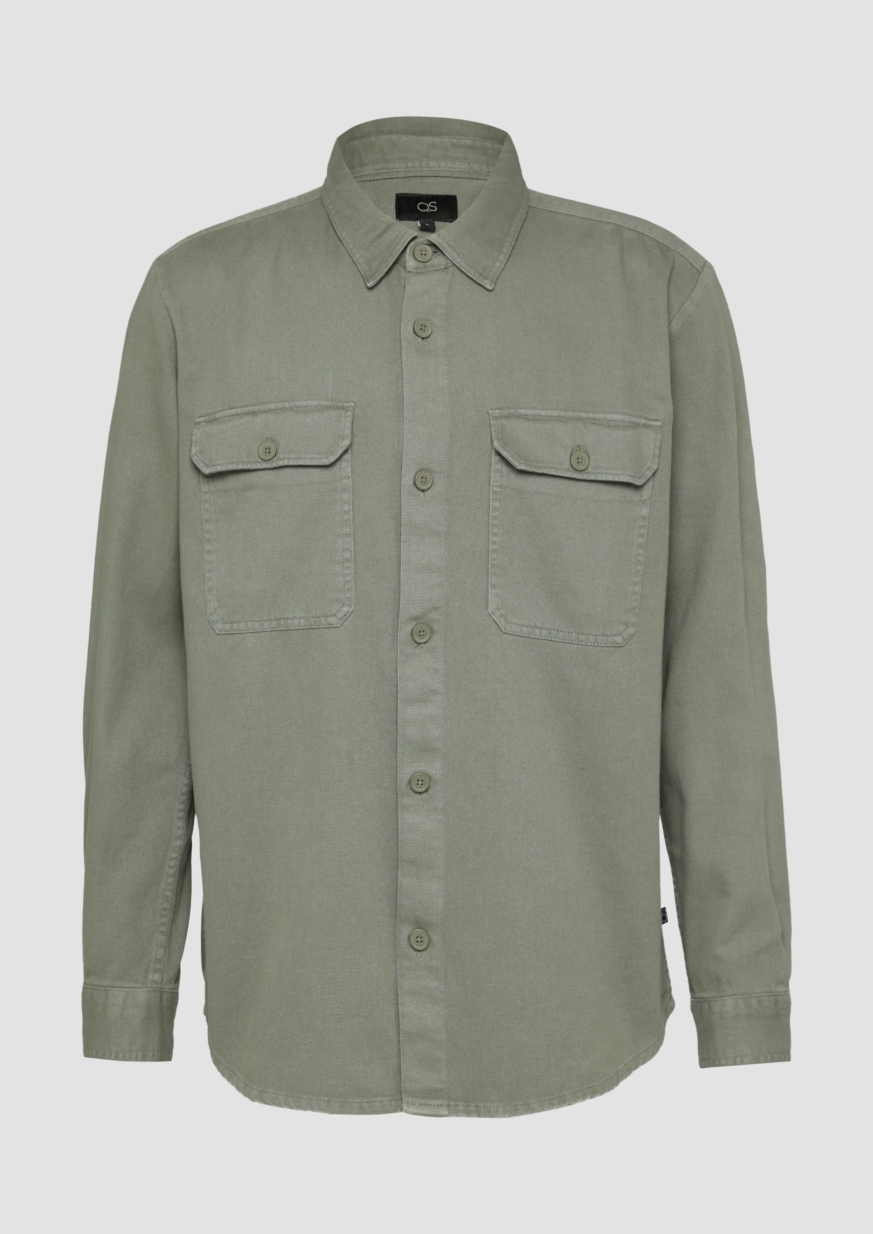QS - Overshirt aus gewaschenem Twill, Herren, Grün