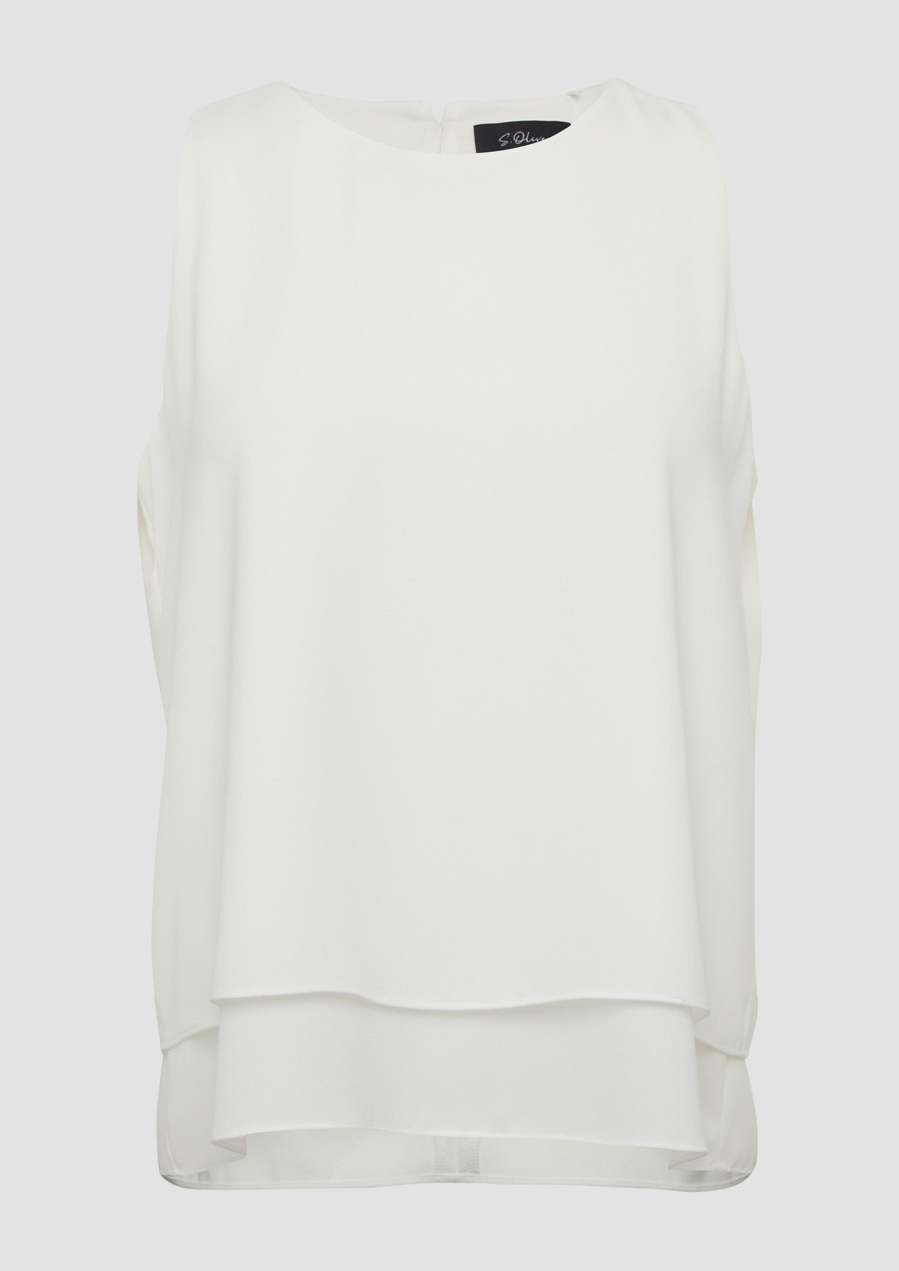 s.Oliver - Doppellagiges Top aus Crêpe, Damen, creme|weiß