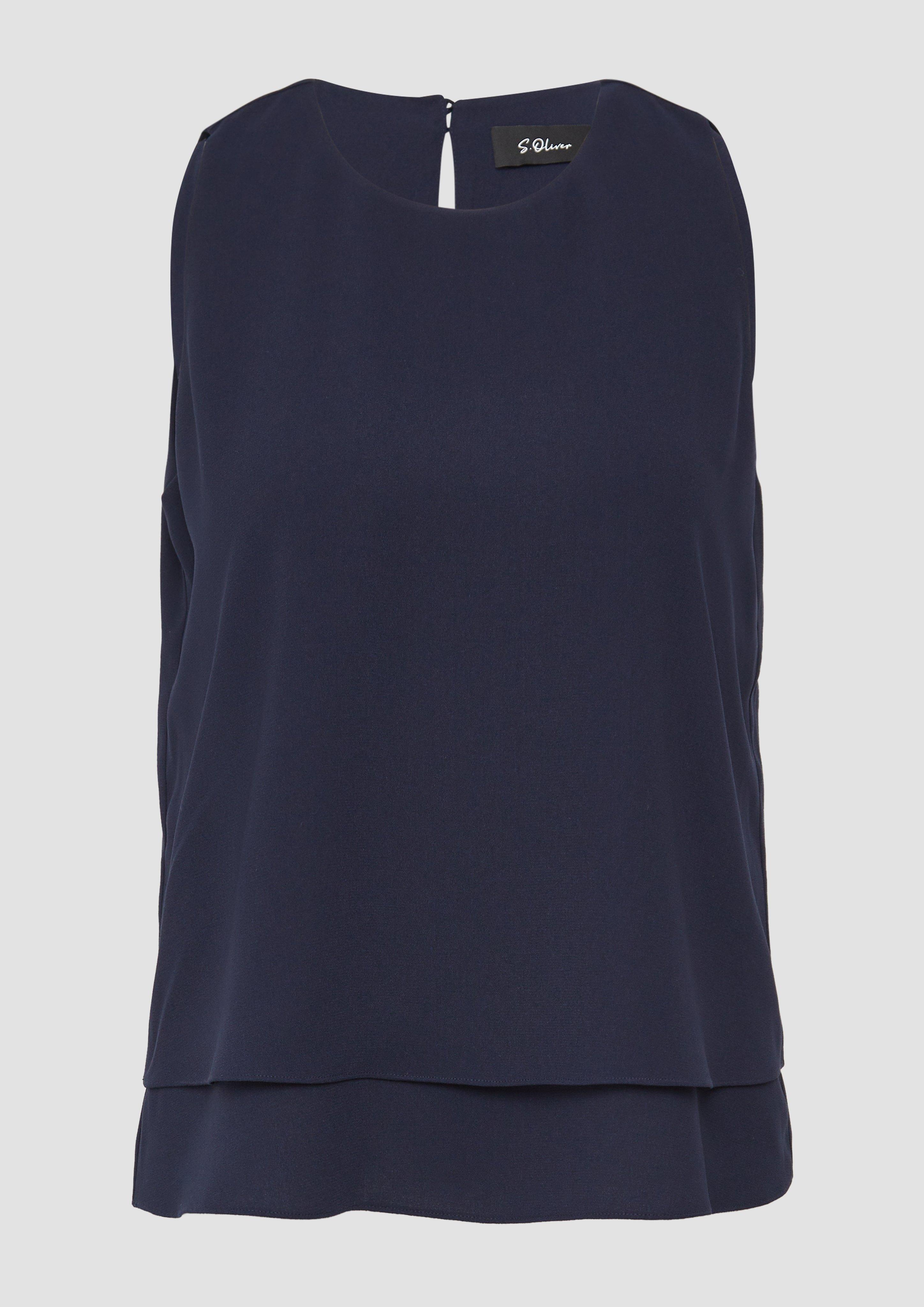 s.Oliver - Doppellagiges Top aus Crêpe, Damen, blau