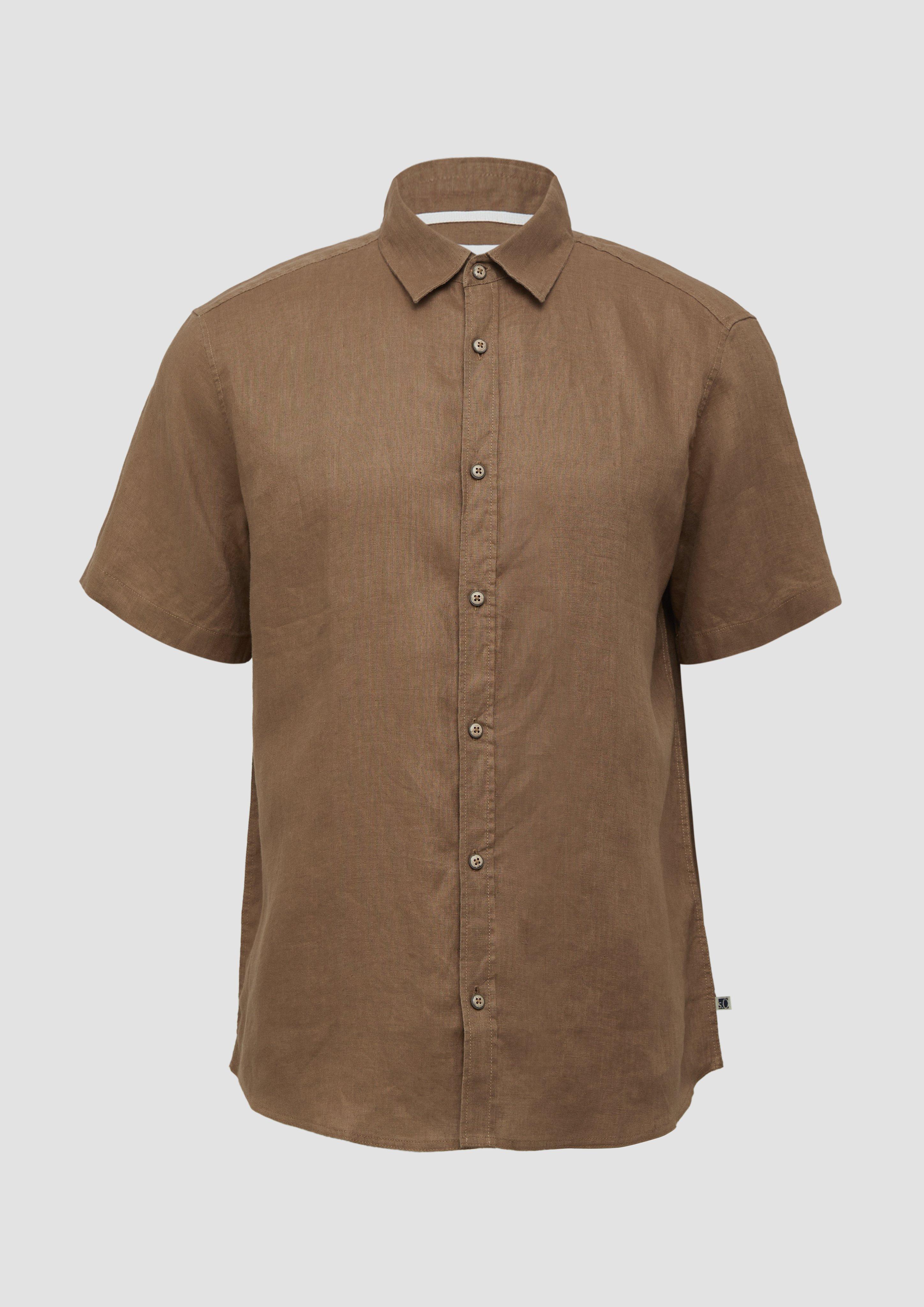 s.Oliver - Regular Fit: Leichtes Kurzarmhemd aus 100% Leinen, Herren, braun