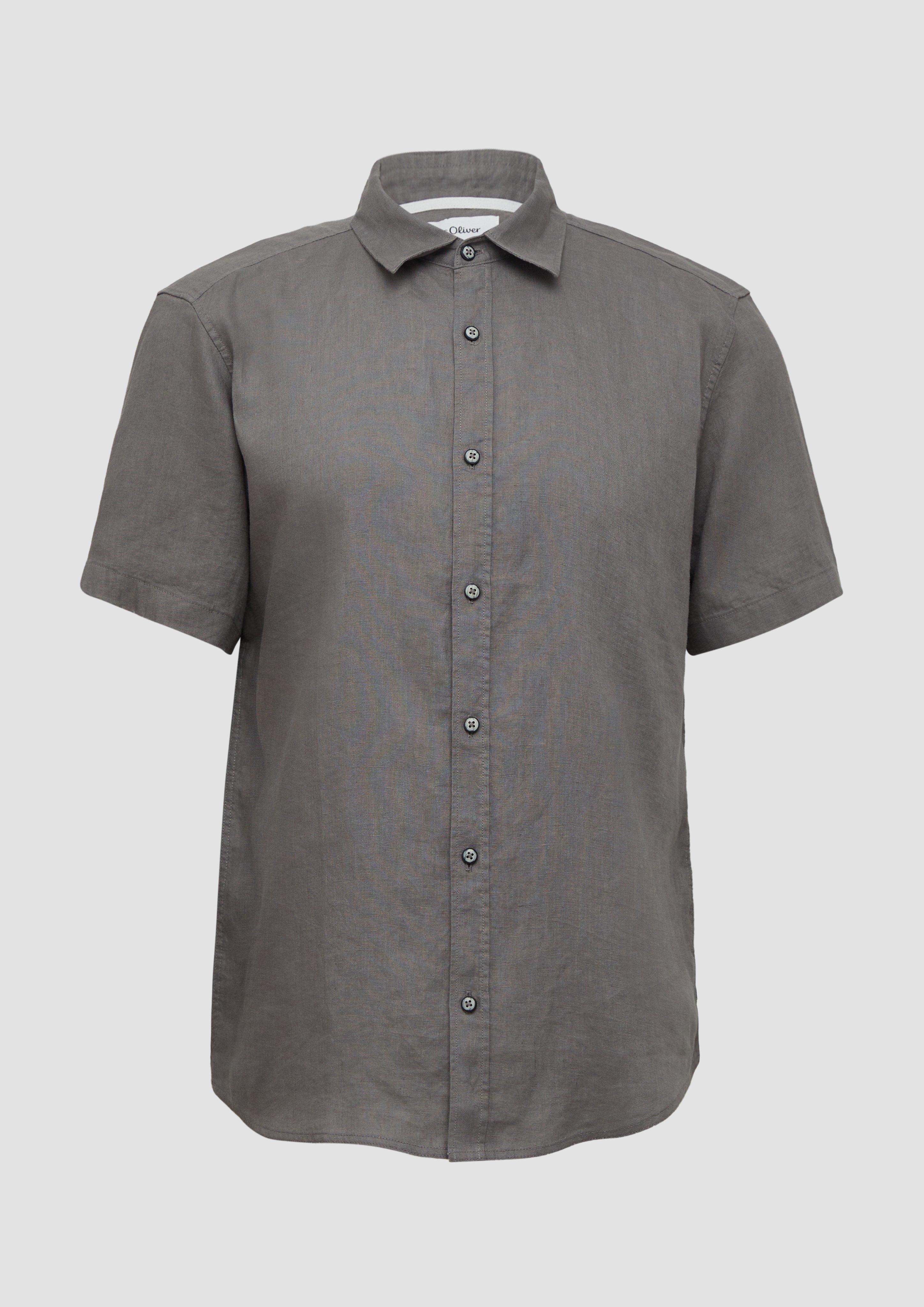s.Oliver - Regular Fit: Leichtes Kurzarmhemd aus 100% Leinen, Herren, grau