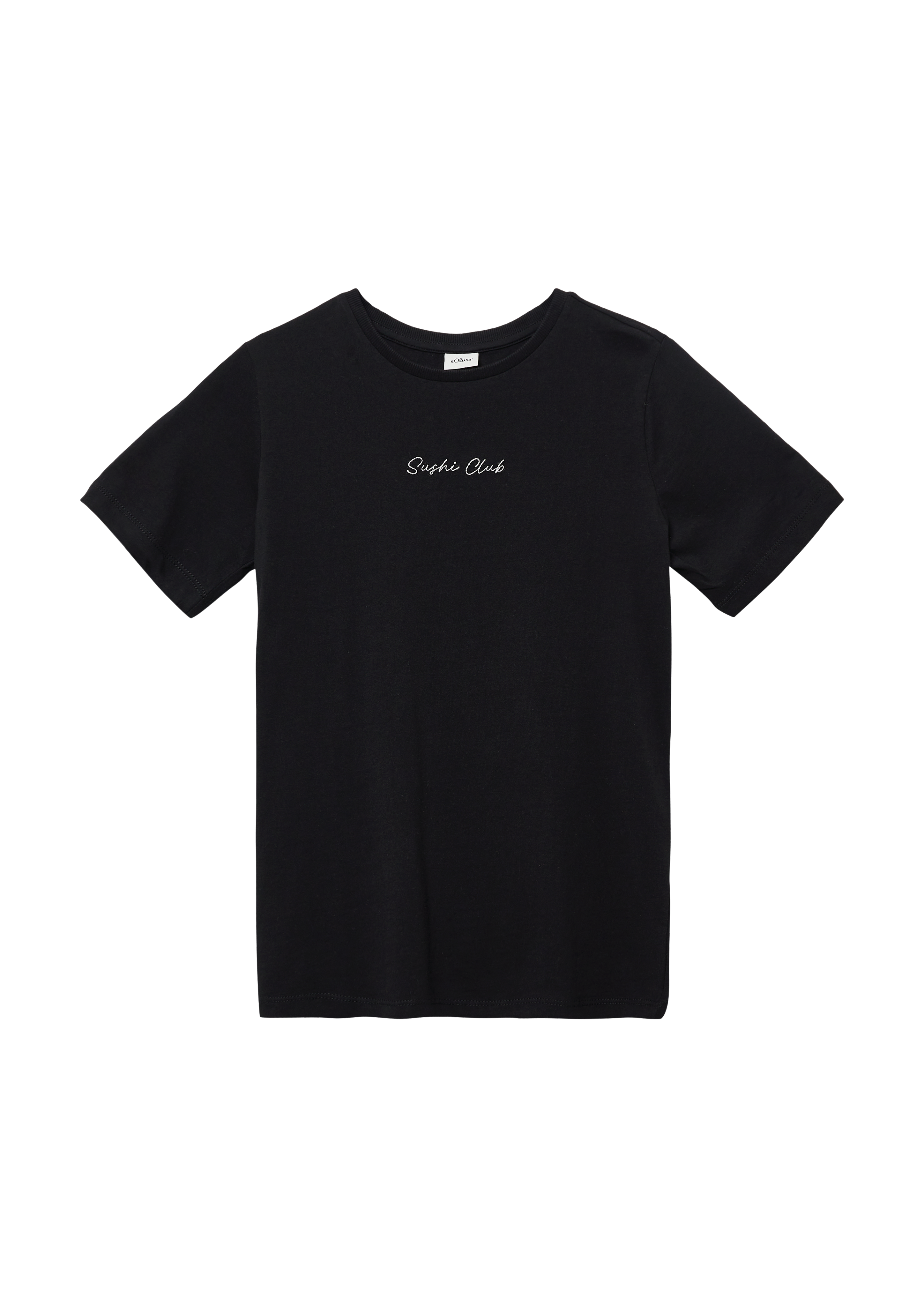 s.Oliver - T-Shirt mit Stickerei und Rücken-Print, Jungen, schwarz