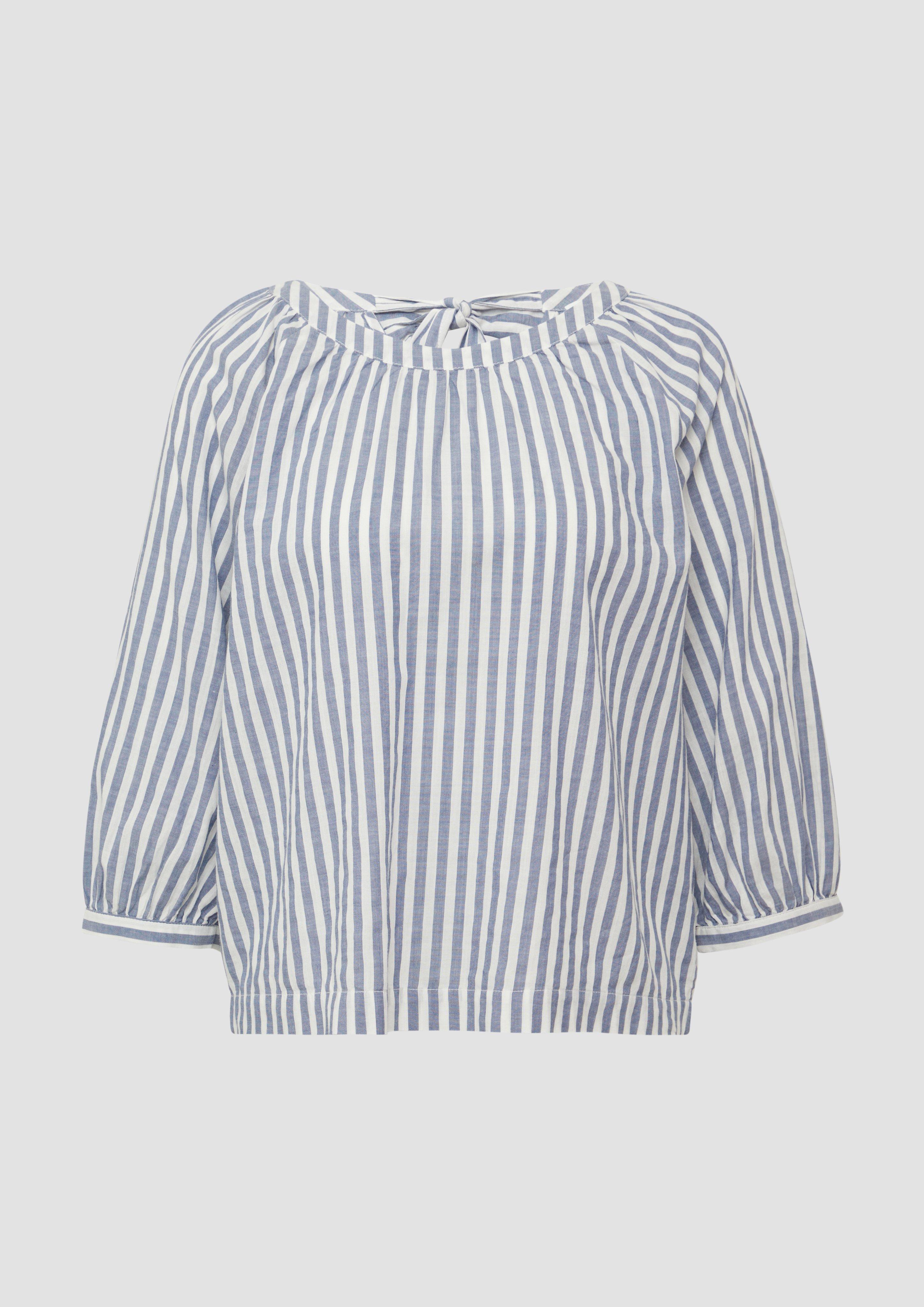 s.Oliver - Streifenbluse mit Raffung und Schleife, Damen, blau