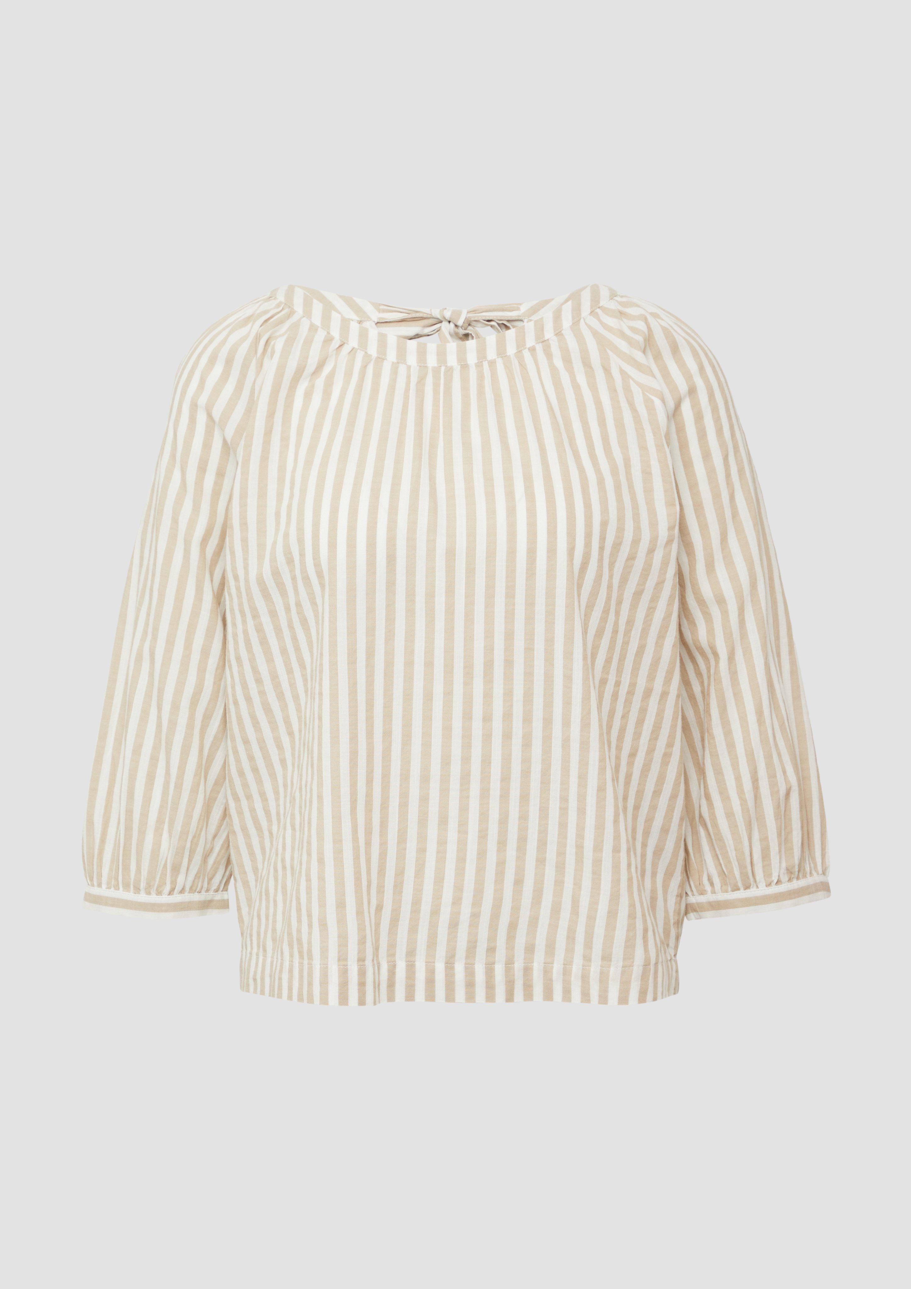 s.Oliver - Streifenbluse mit Raffung und Schleife, Damen, Beige