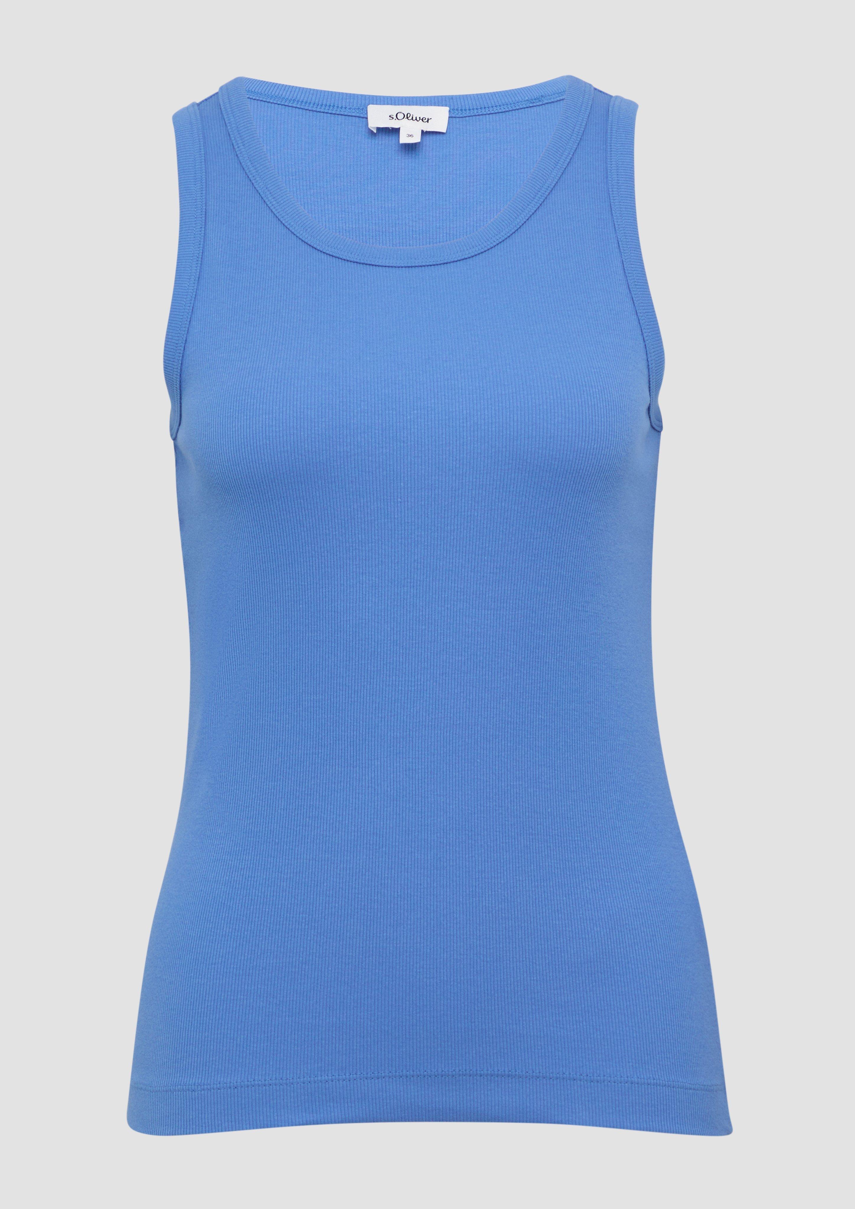 s.Oliver - Elastisches Top mit Rippstruktur, Damen, blau