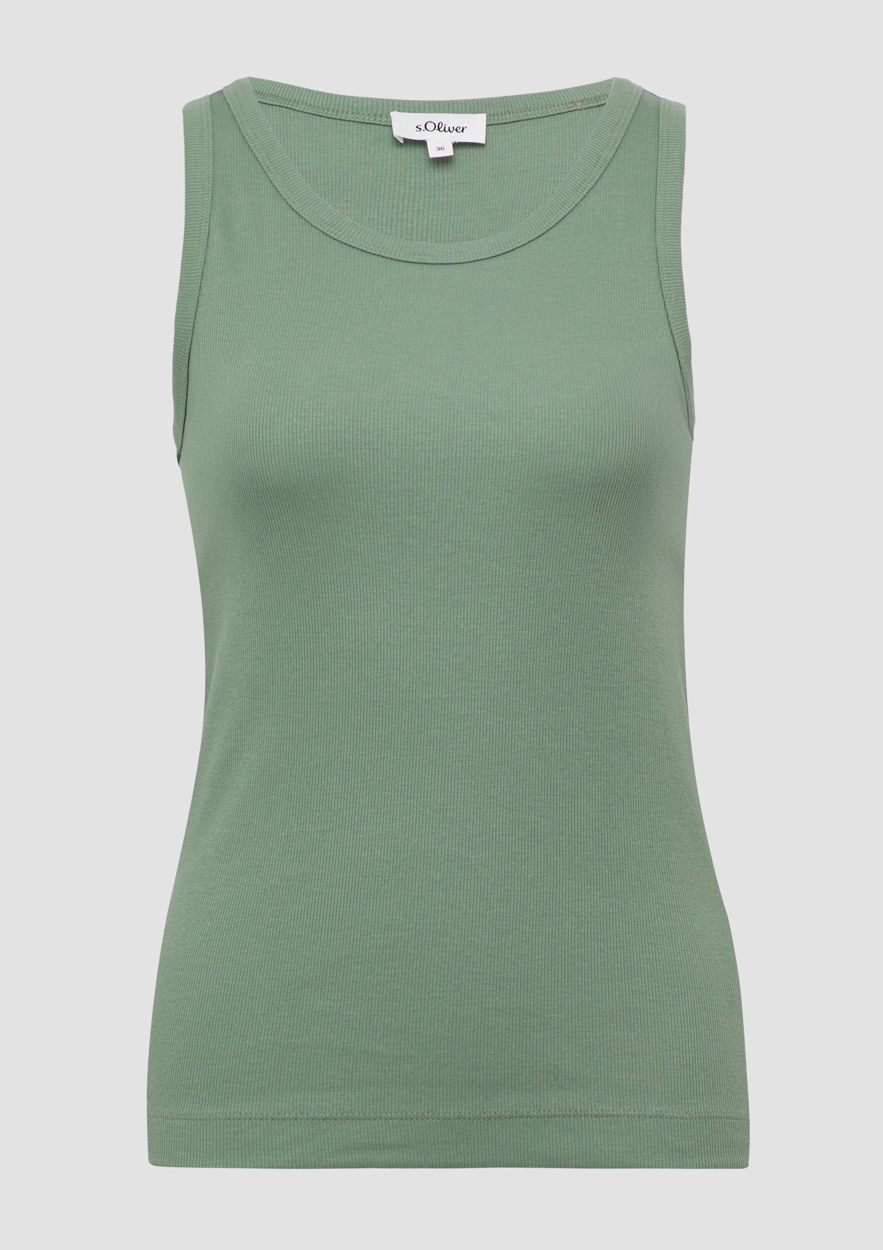s.Oliver - Elastisches Top mit Rippstruktur, Damen, grün