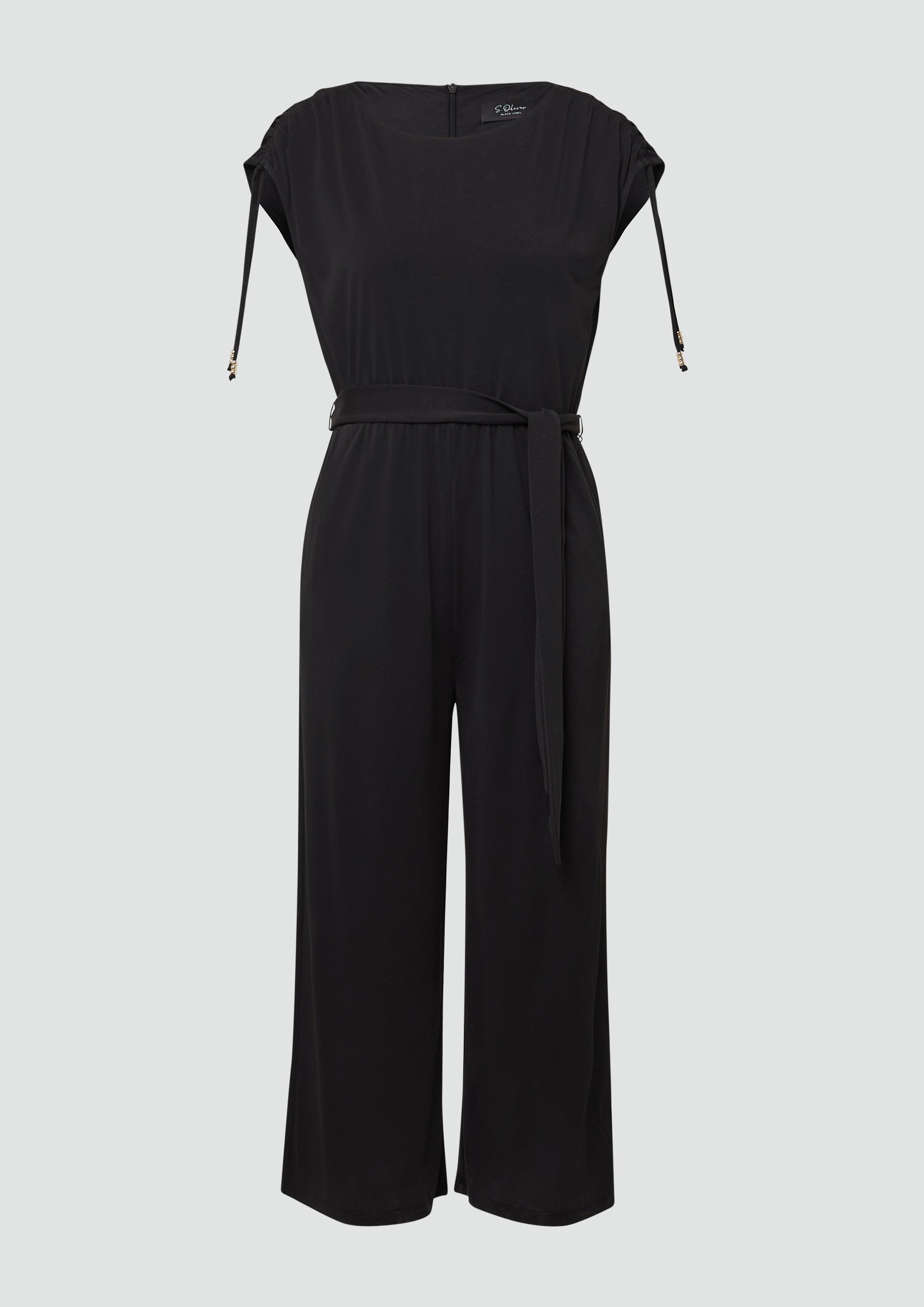 s.Oliver - Jumpsuit aus Modalmix mit U-Boot-Ausschnitt, Damen, schwarz