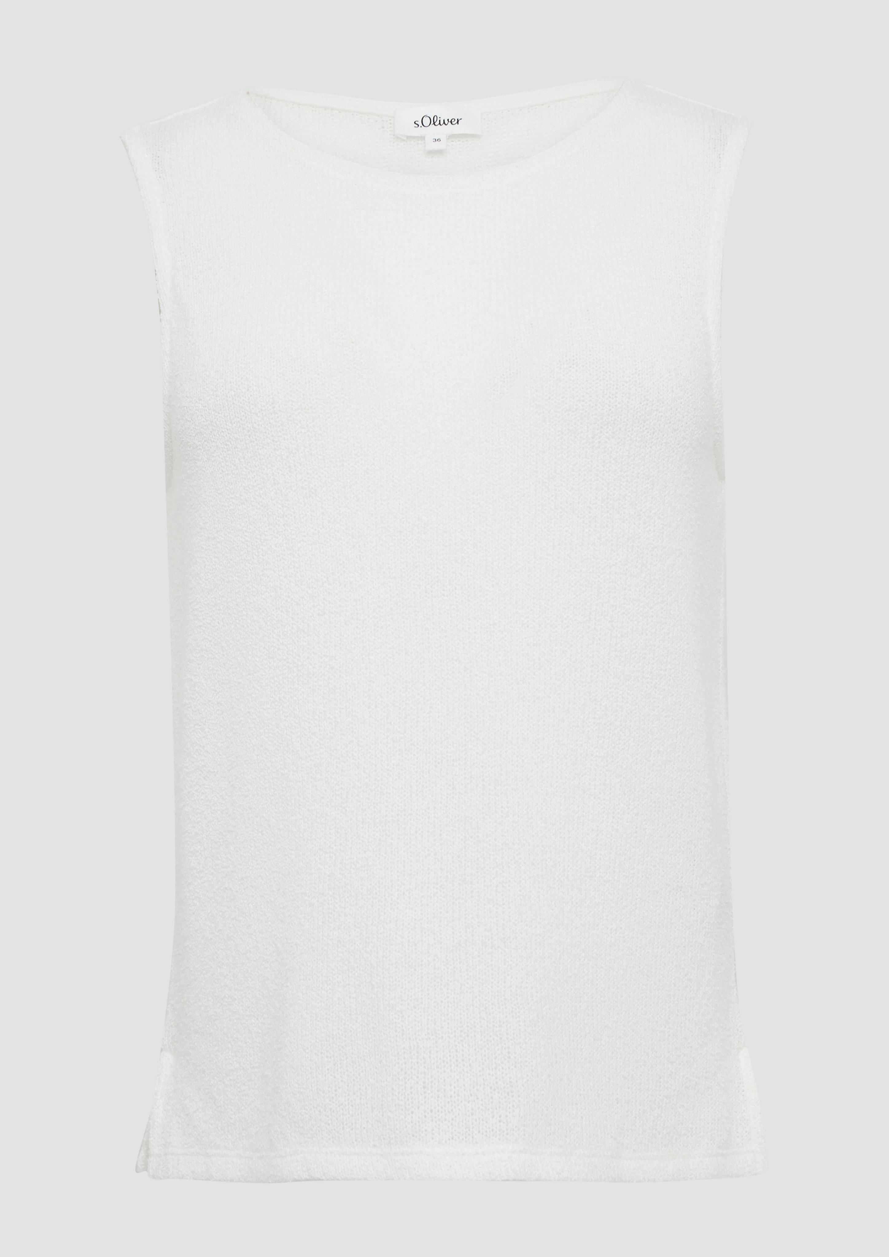 s.Oliver - Semitransparentes Stricktop mit Rundhalsausschnitt, Damen, creme