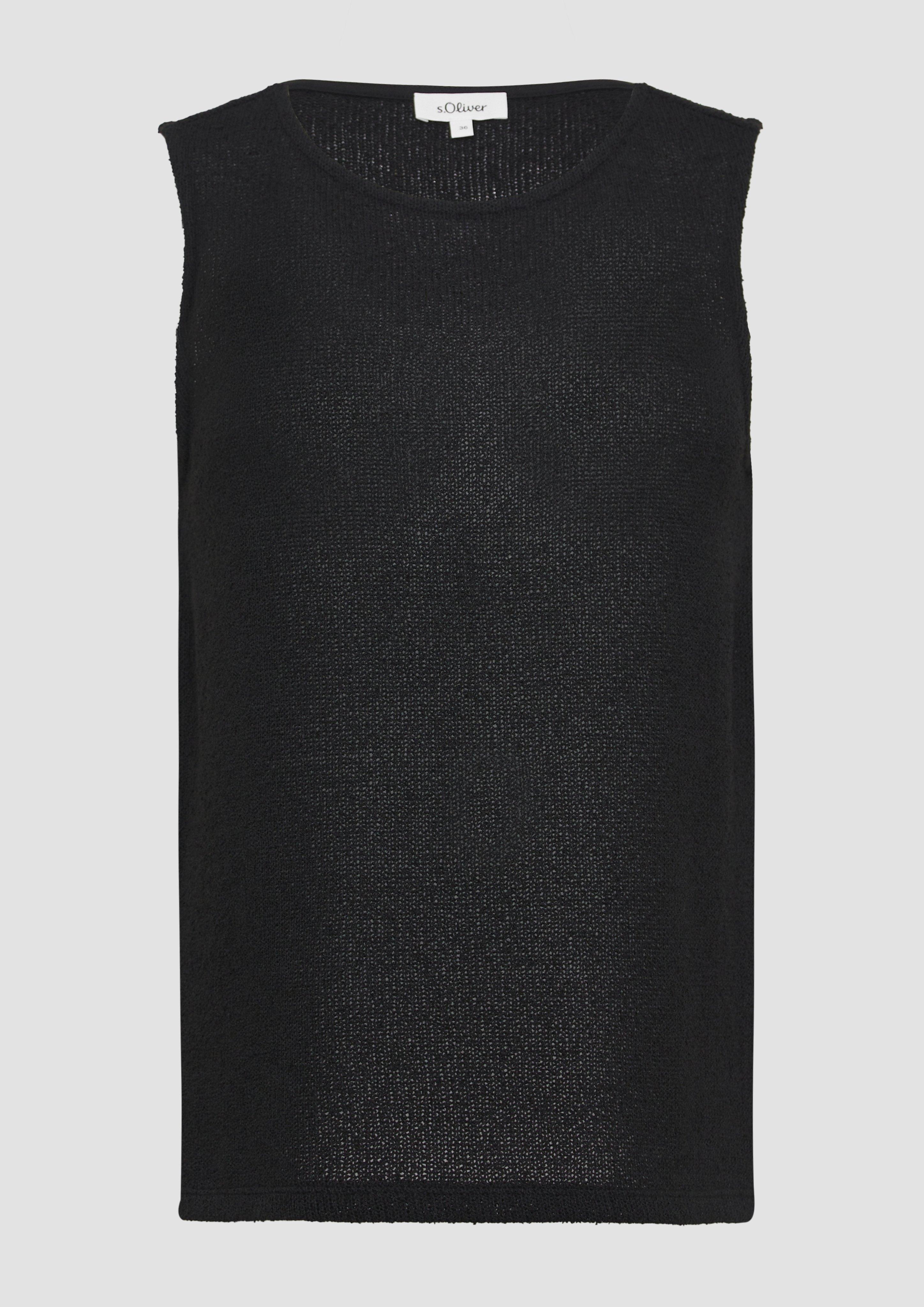 s.Oliver - Semitransparentes Stricktop mit Rundhalsausschnitt, Damen, schwarz