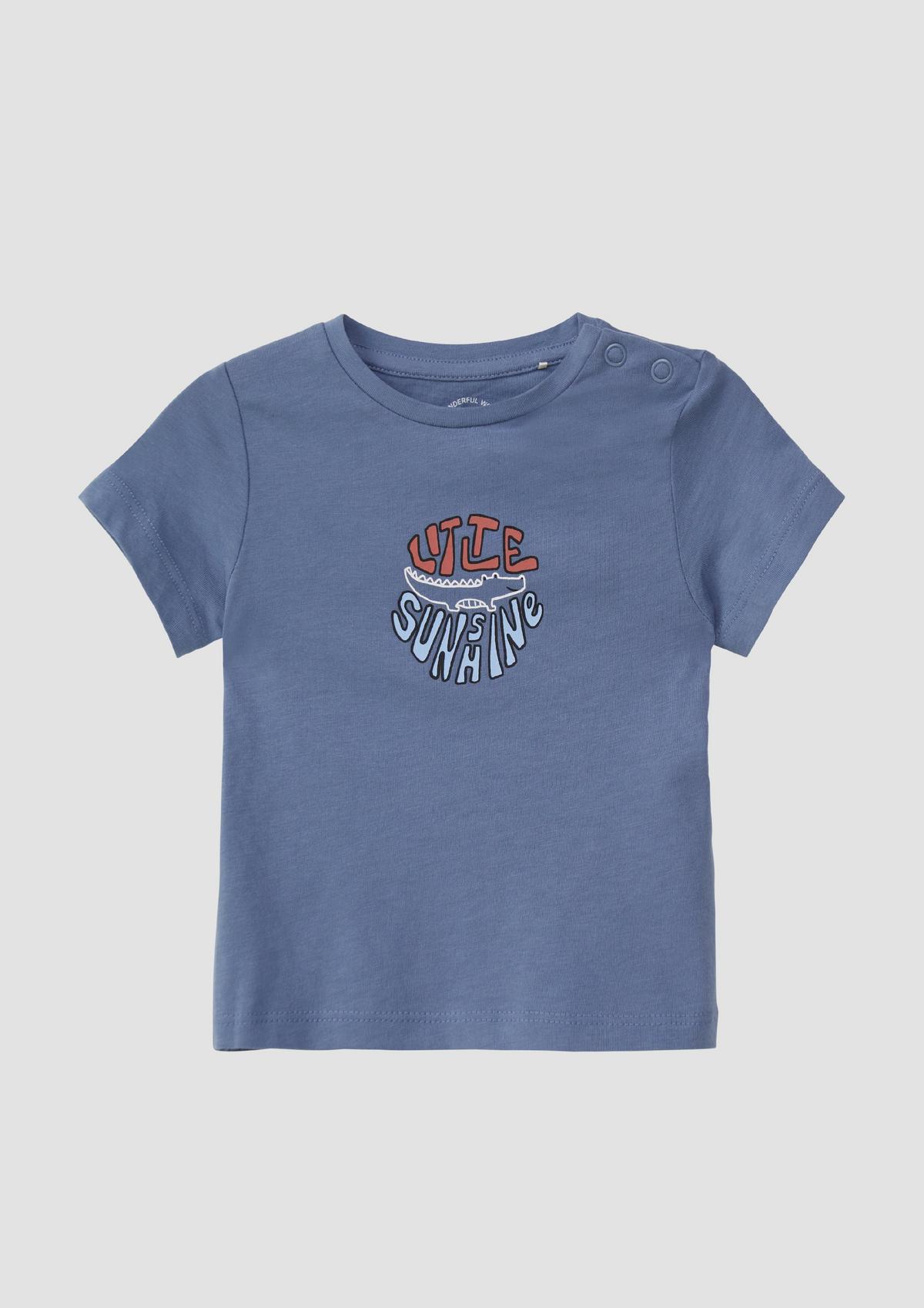 Cotton T-shirt with front print - blue | s.Oliver