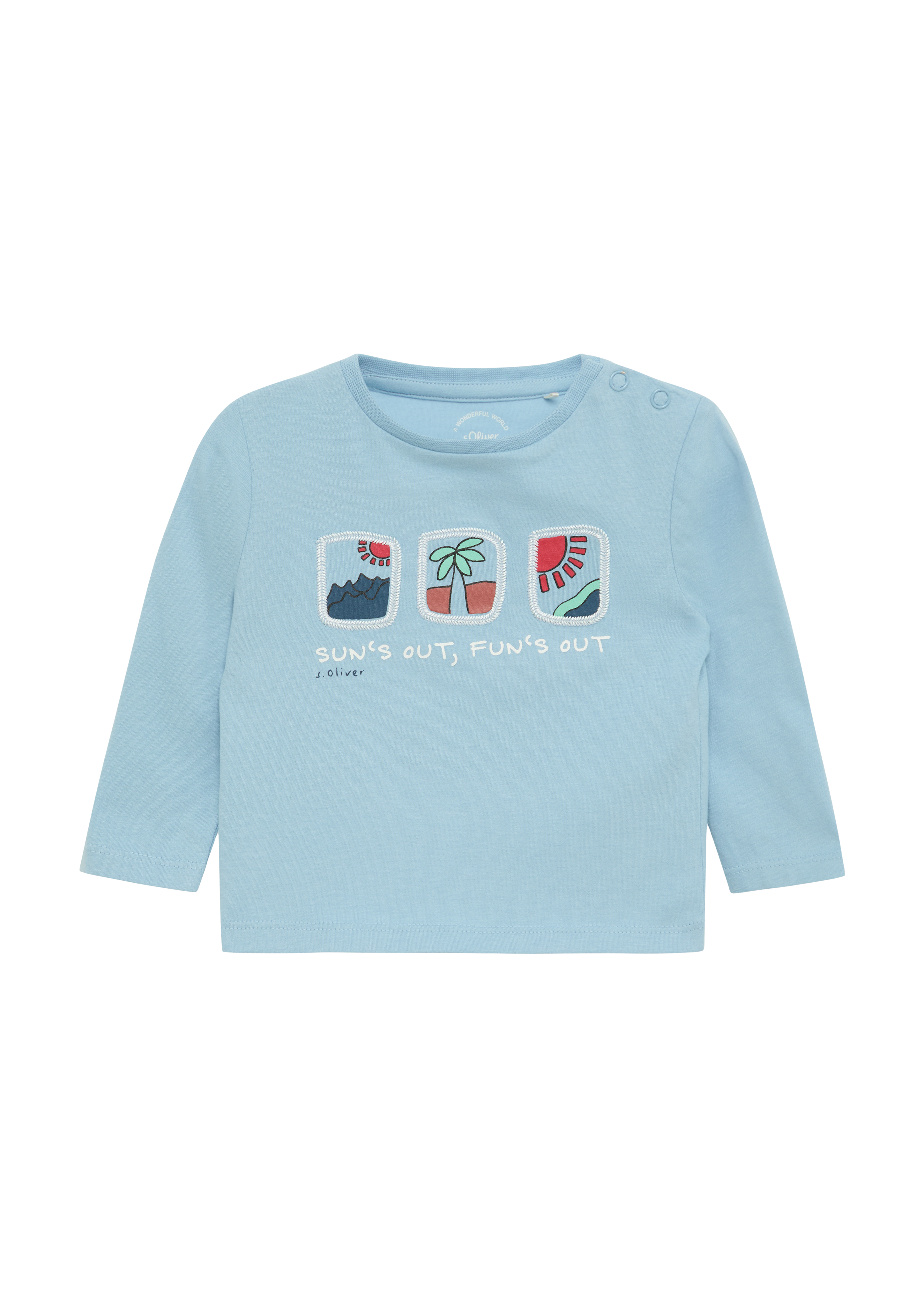 s.Oliver - Weiches Longsleeve mit Frontprint, Babys, blau