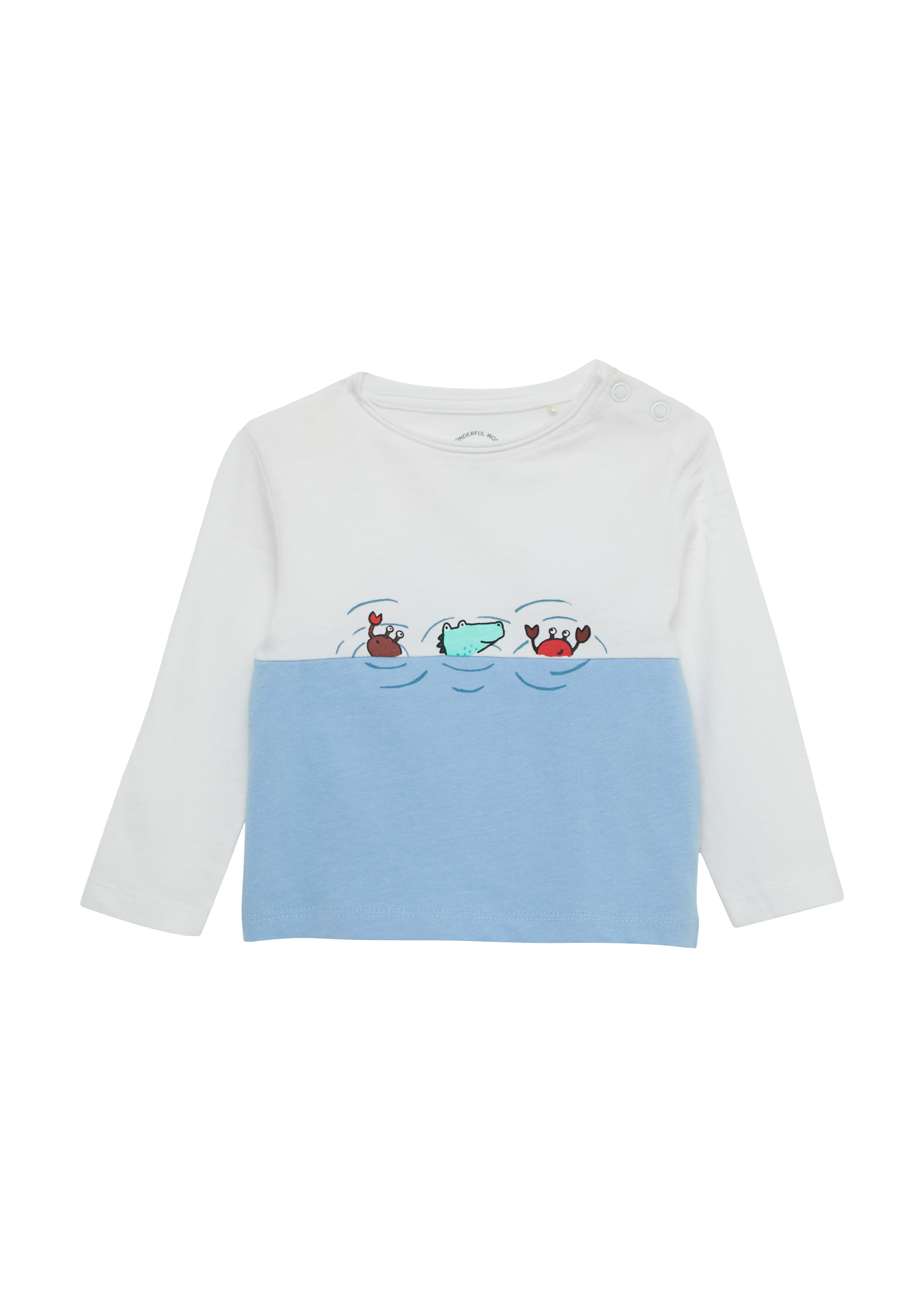 s.Oliver - Weiches Baumwoll-Longsleeve mit Frontprint, Babys, weiß