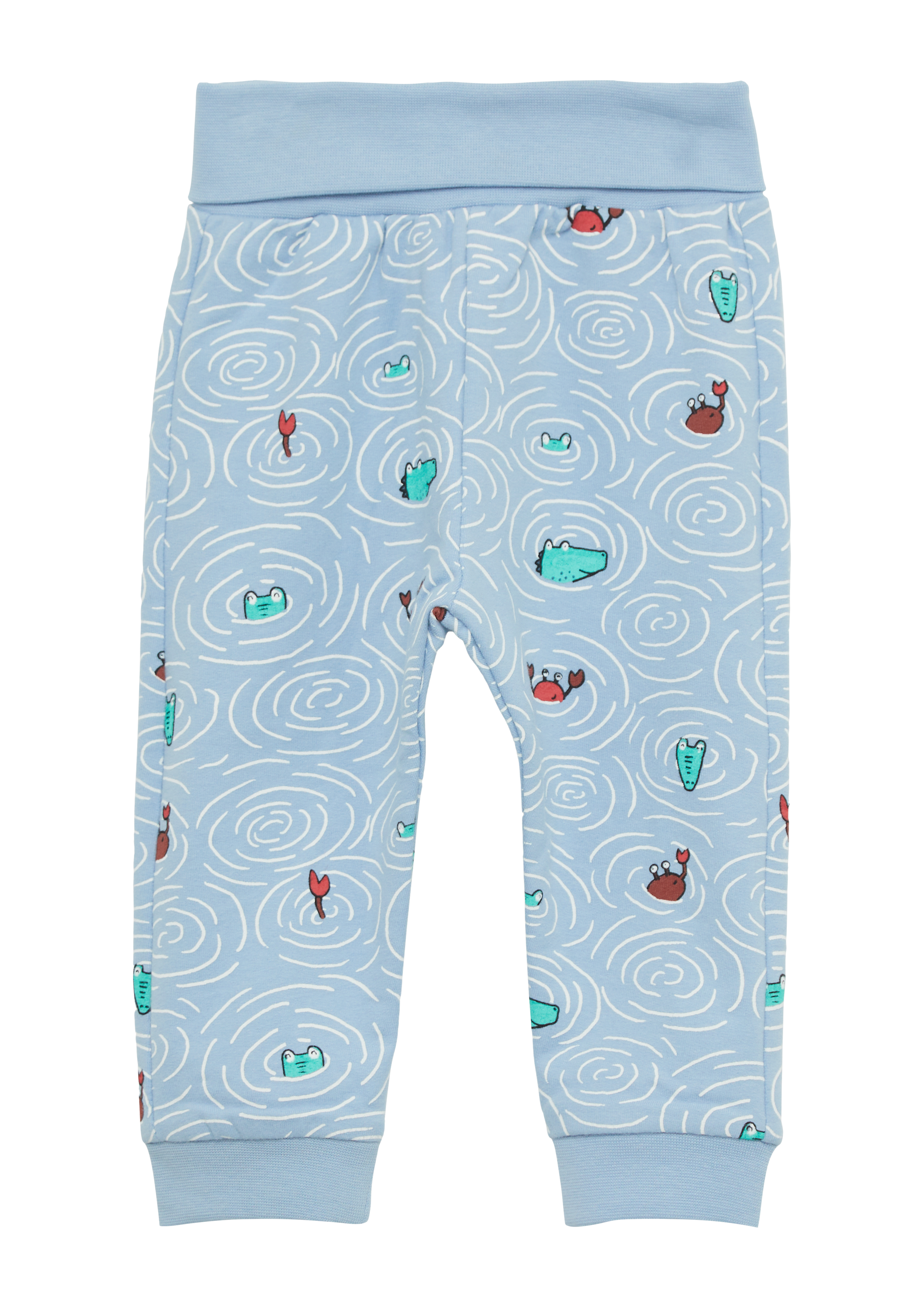 s.Oliver - Sweatpants mit All-over-Print und Umschlagbund, Babys, blau