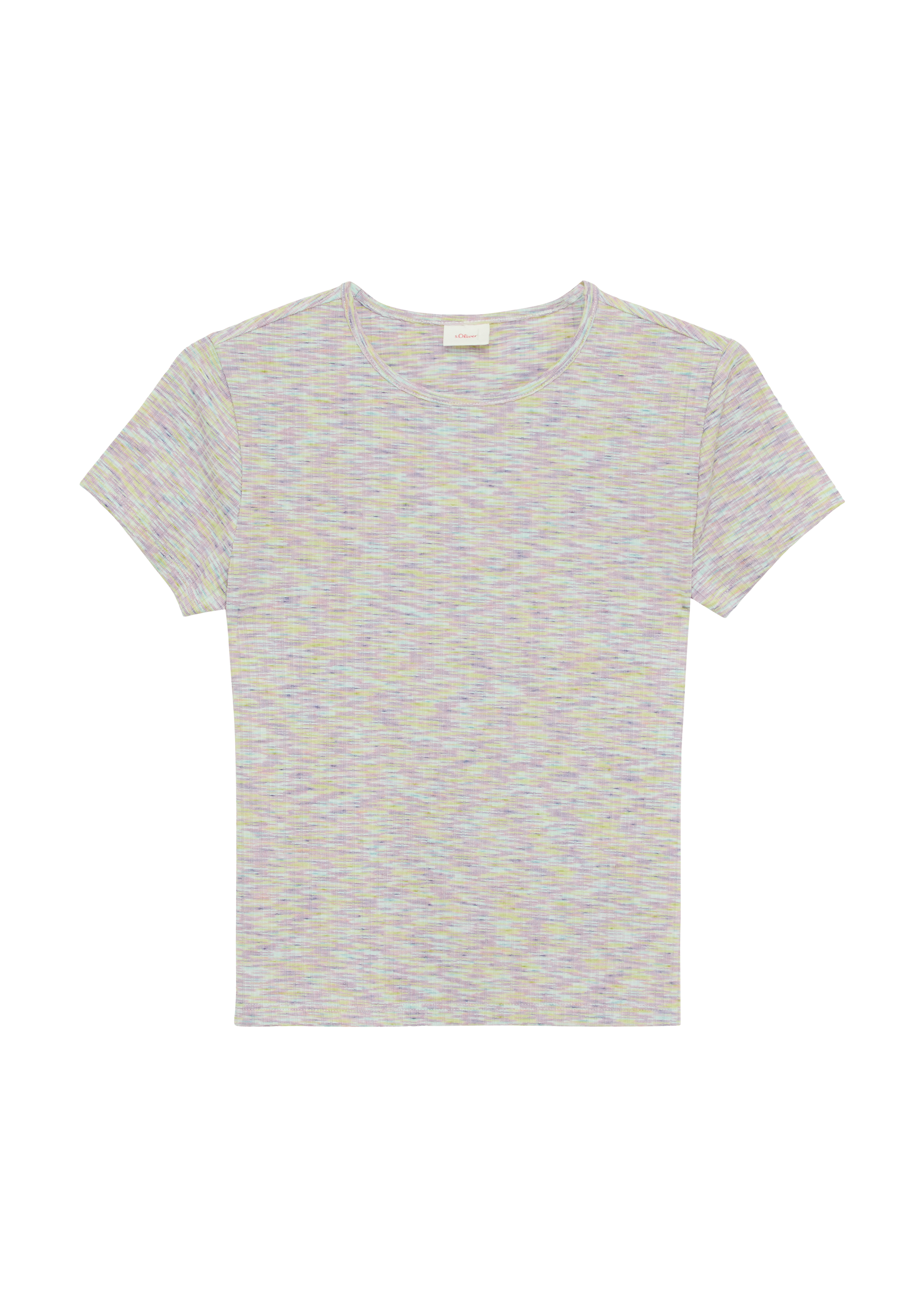 s.Oliver - Verkürztes T-Shirt aus Rippware, Mädchen, creme|mehrfarbig