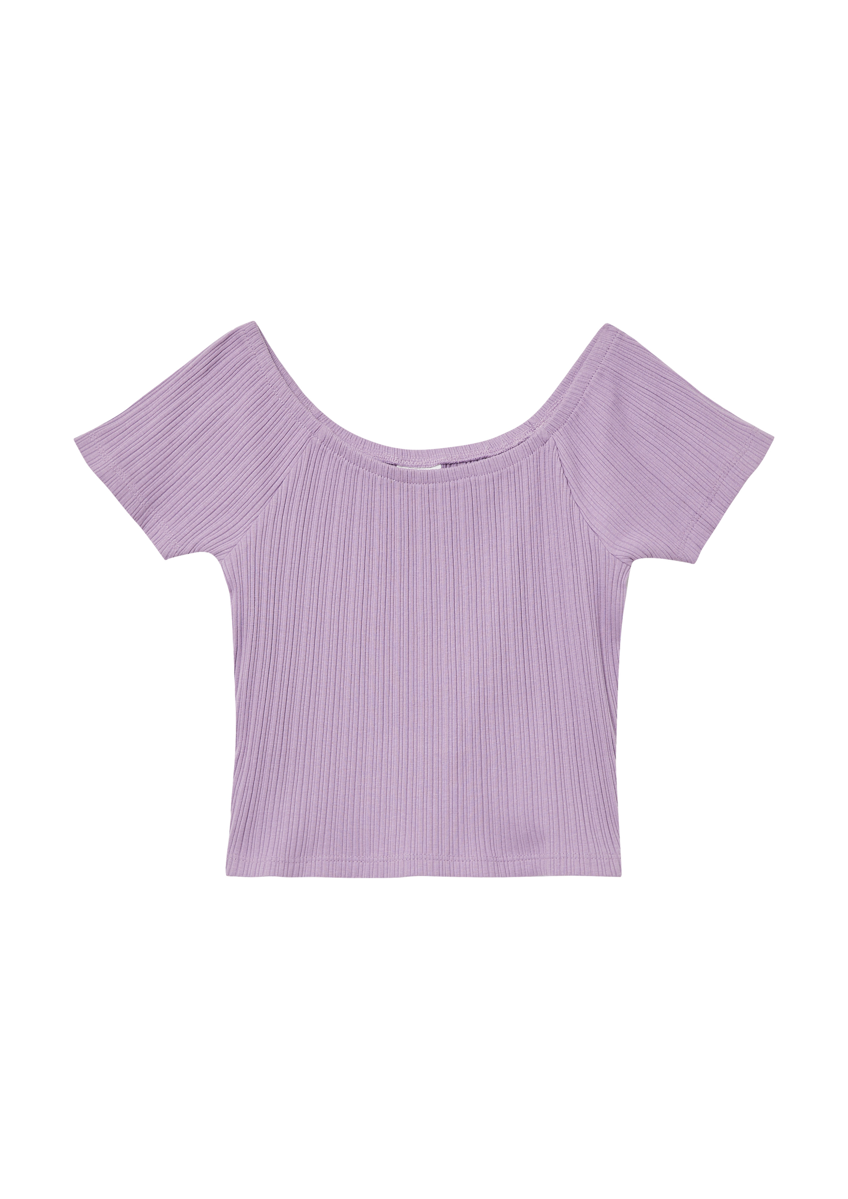 s.Oliver - Verkürztes Off-Shoulder-Shirt im Slim Fit, Mädchen, lila