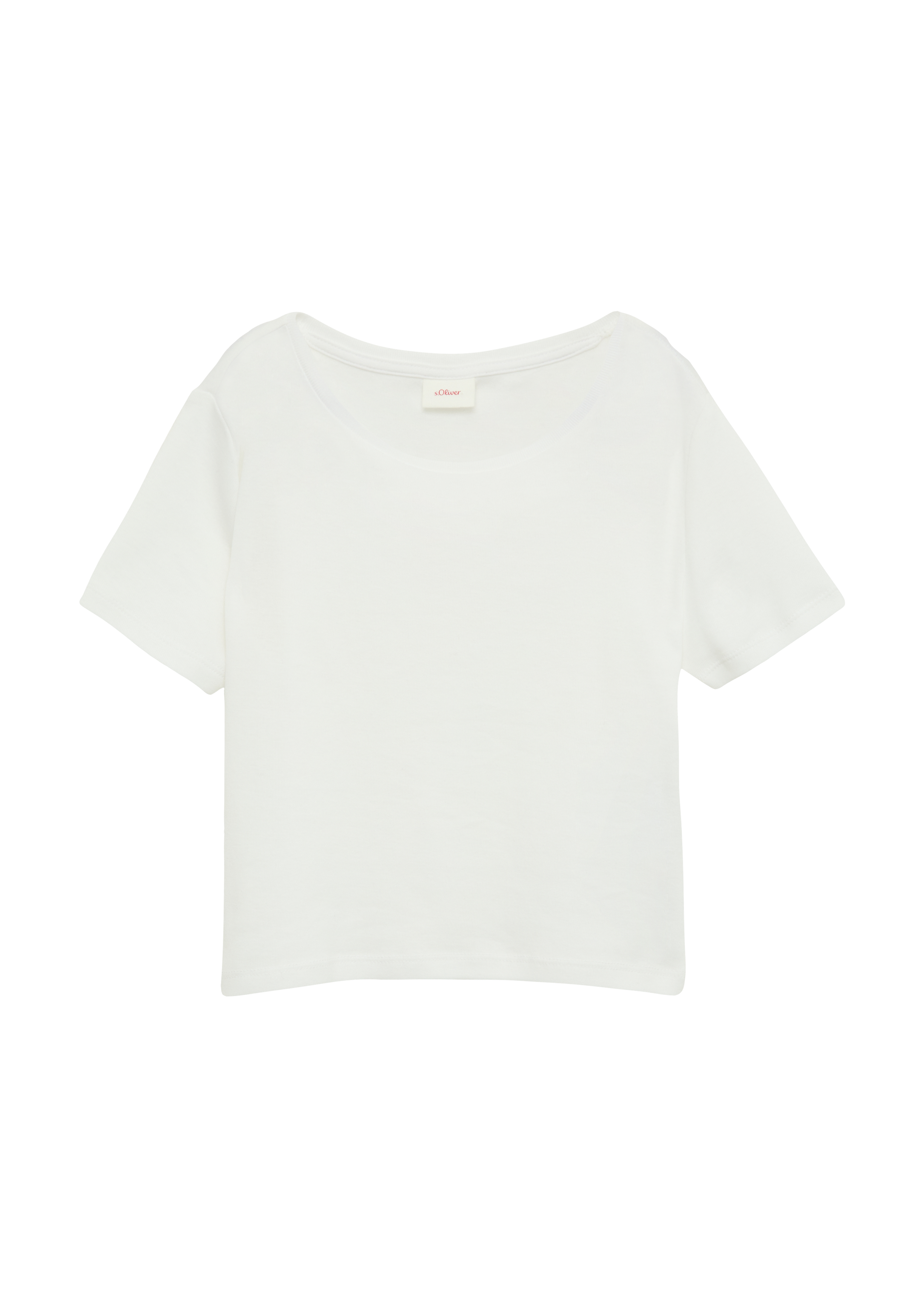 s.Oliver - Verkürztes Rippshirt im Slim Fit, Mädchen, weiß