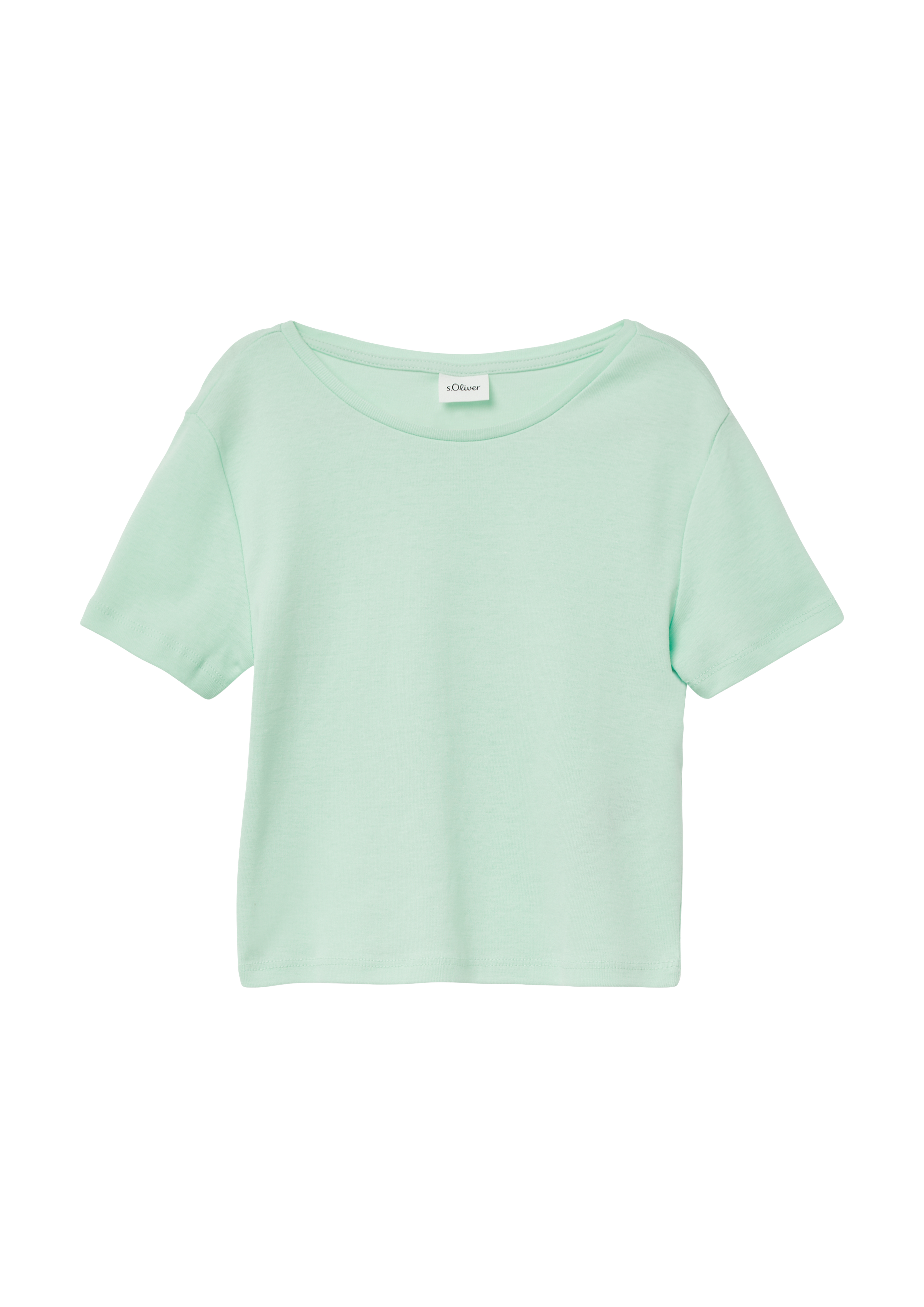 s.Oliver - Verkürztes Rippshirt im Slim Fit, Mädchen, türkis